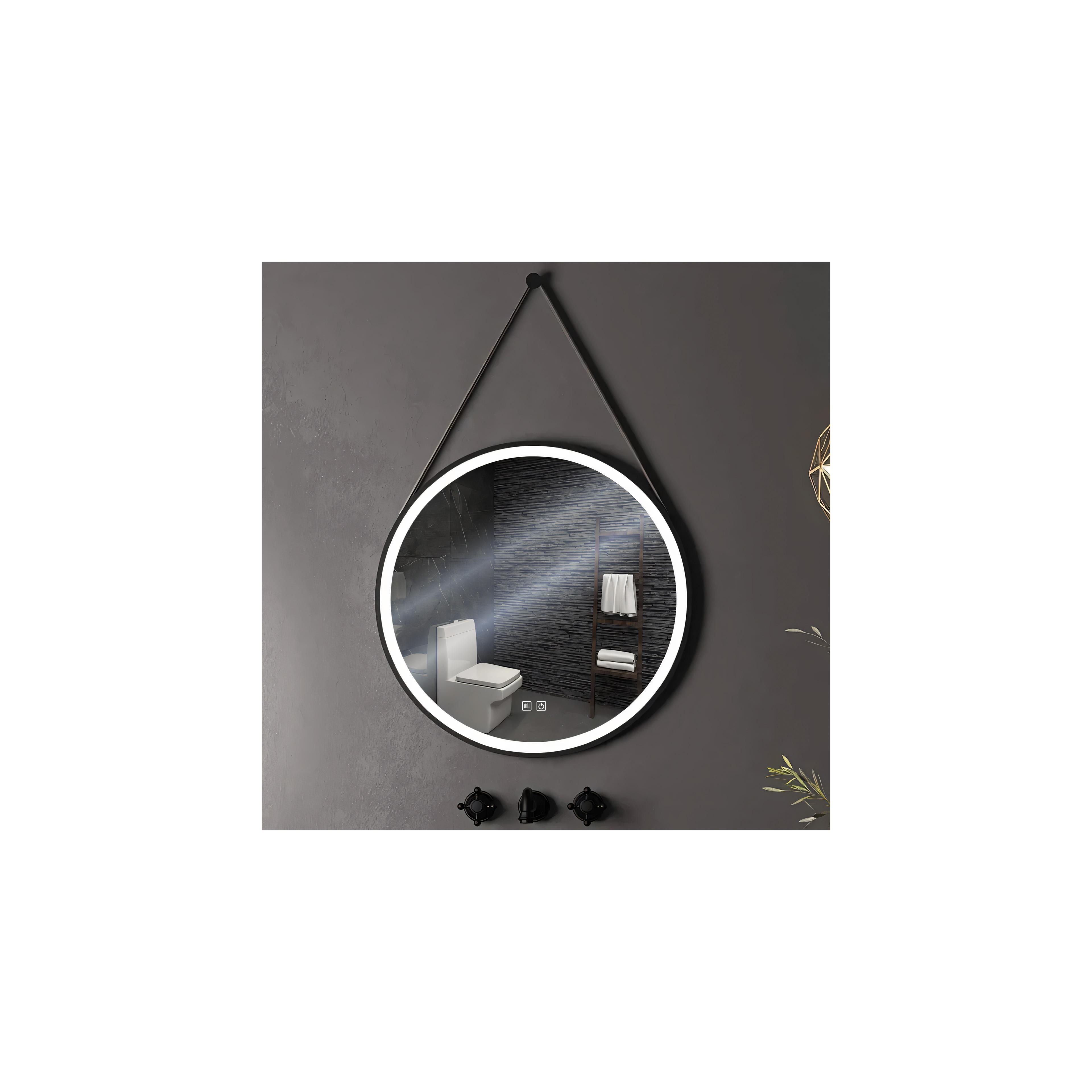 Round LED Mirror Hanging on Strap 70 cm 104