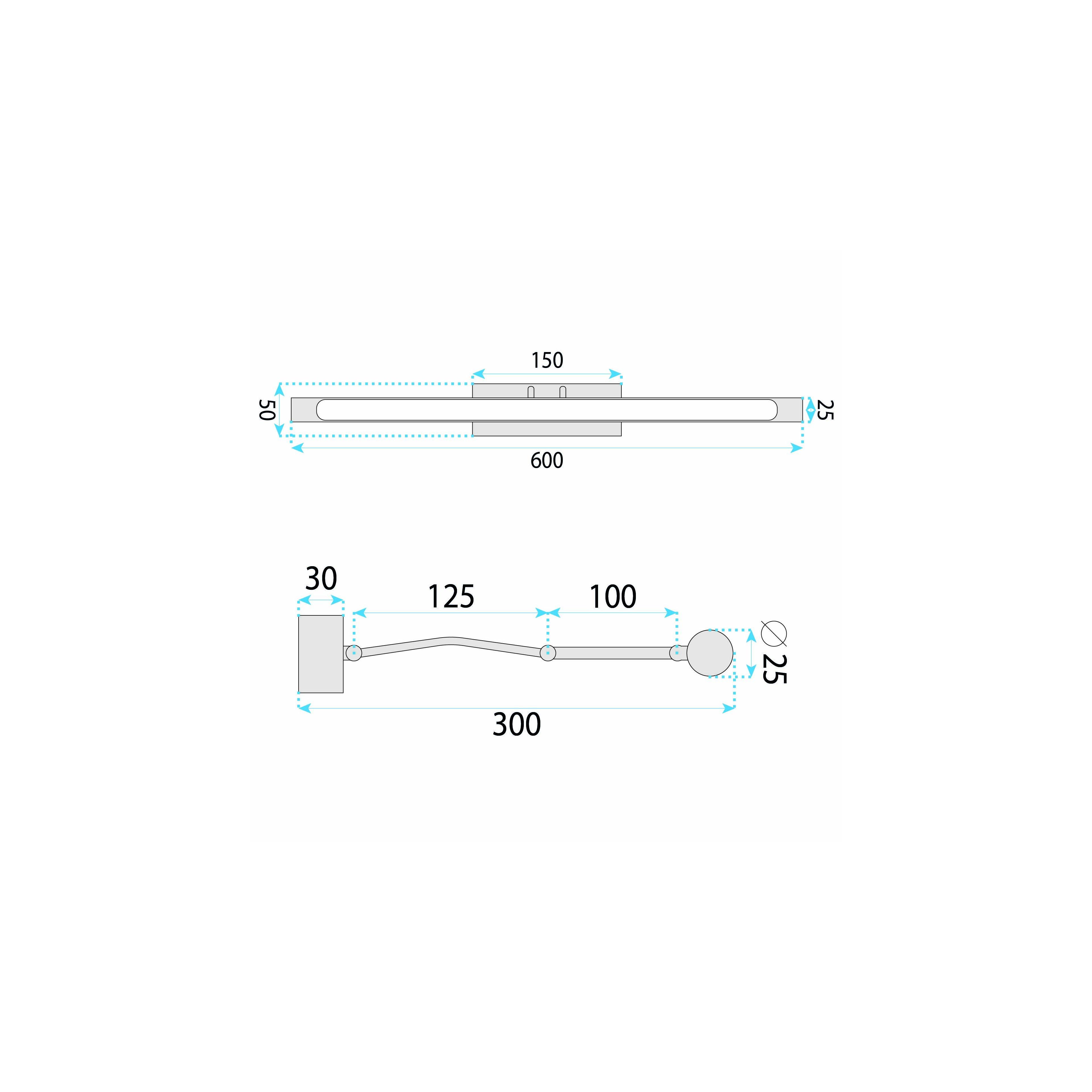 Bad LED-Wandleuchte SWE026-1W 60cm Black