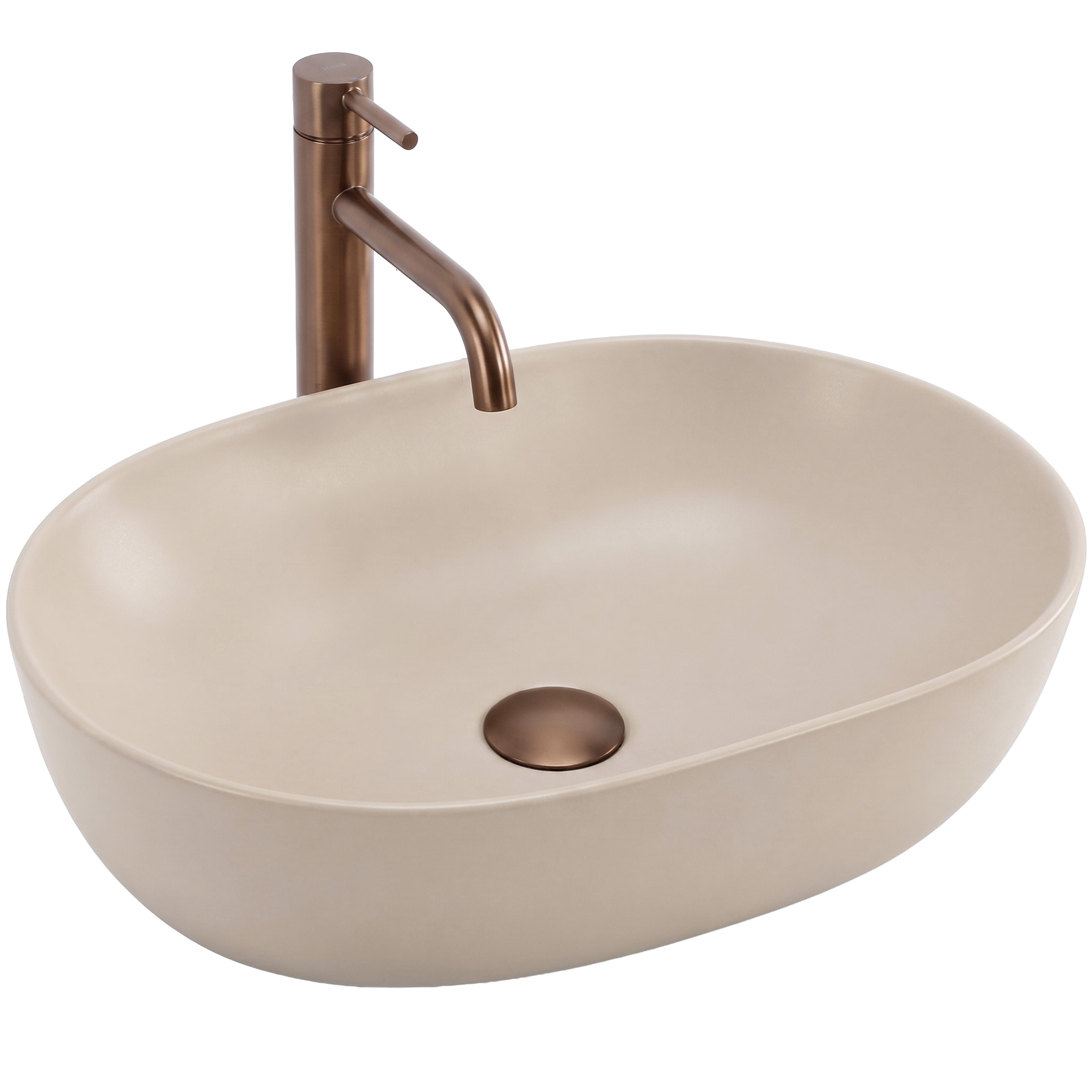 Set Závesné WC Focus + Umývadlo na Dosku Rea Focus Taupe
