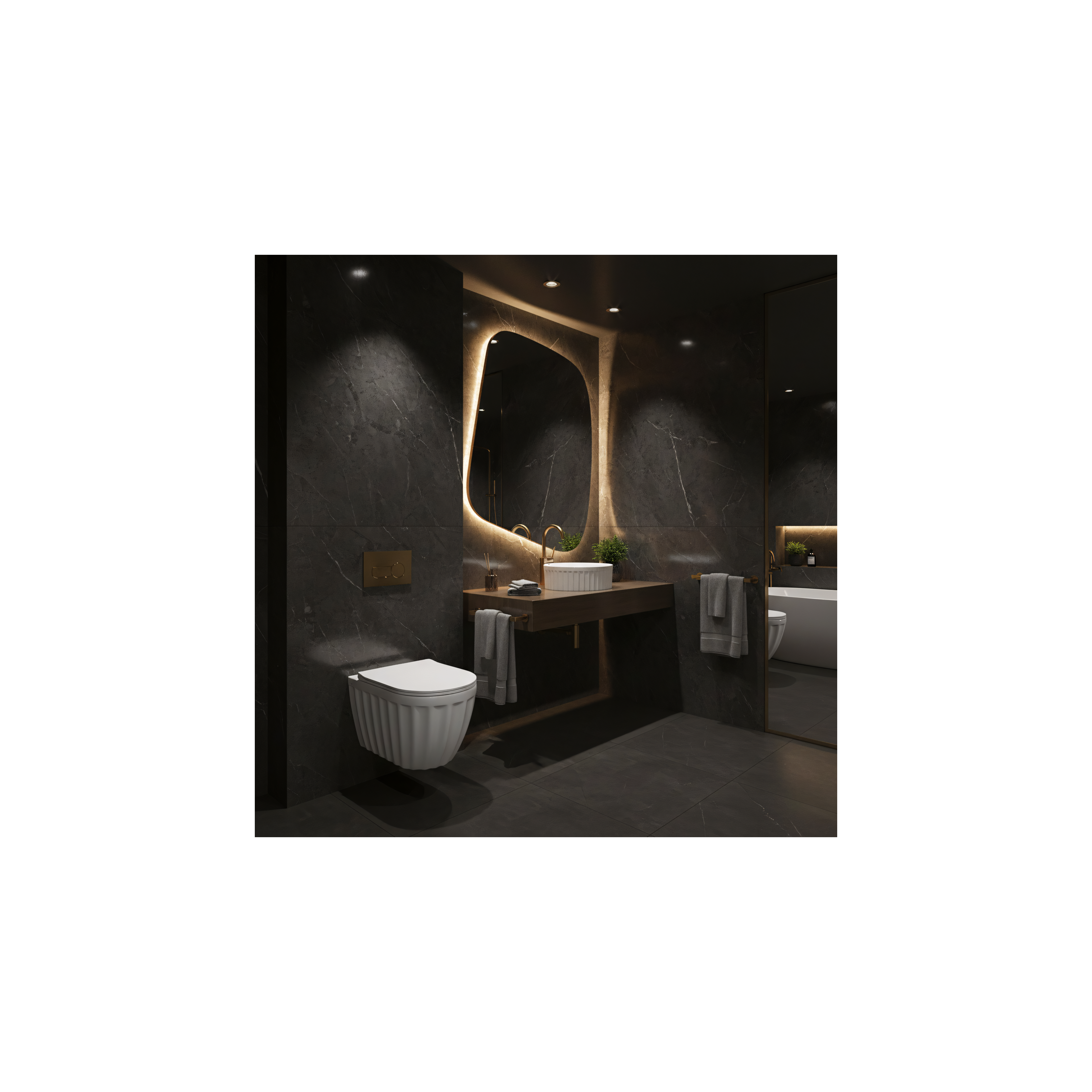 Ensemble : Cuvette WC suspendue + Lavabo à poser Rea Duo White