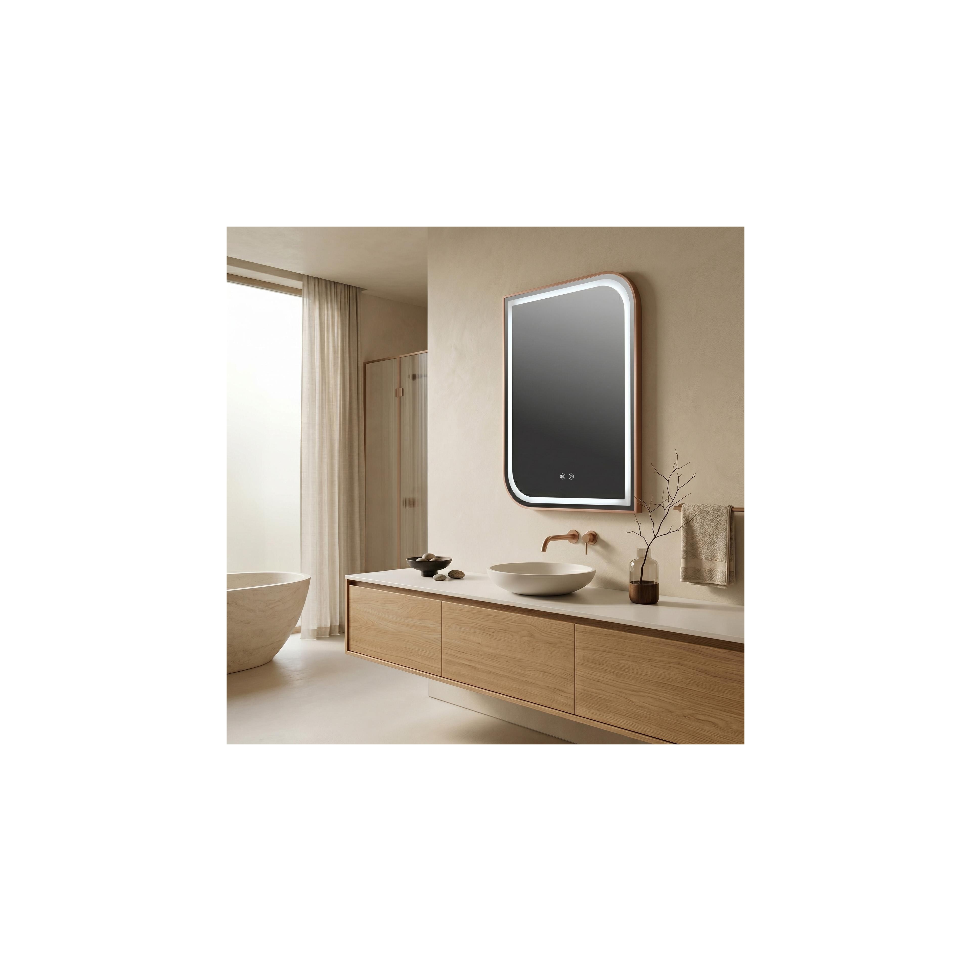 Lustro ścienne LED ZONE 80x60 Różowe Złoto Szczotkowane