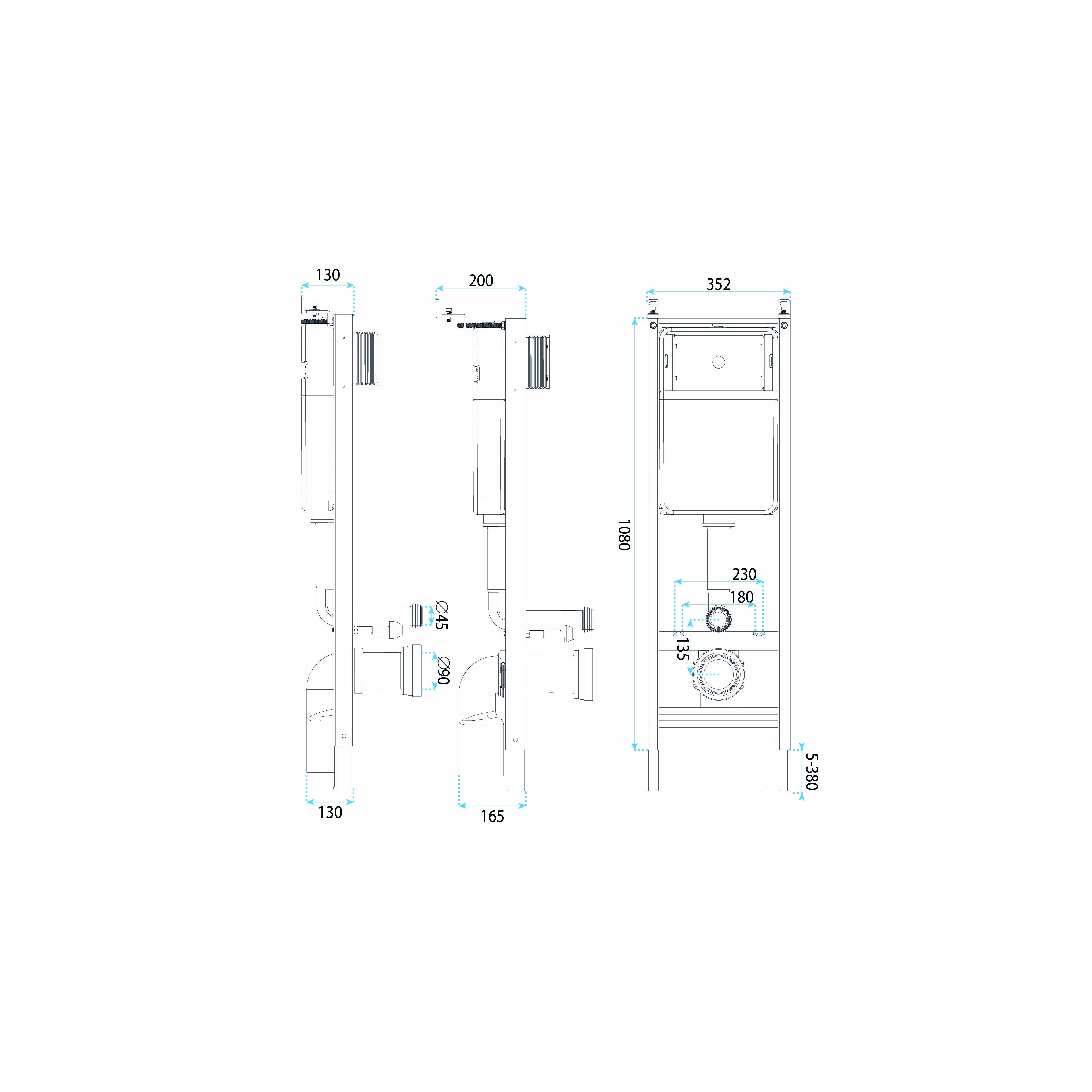 Concealed WC Frame Set Slim 024N with Satin J Button