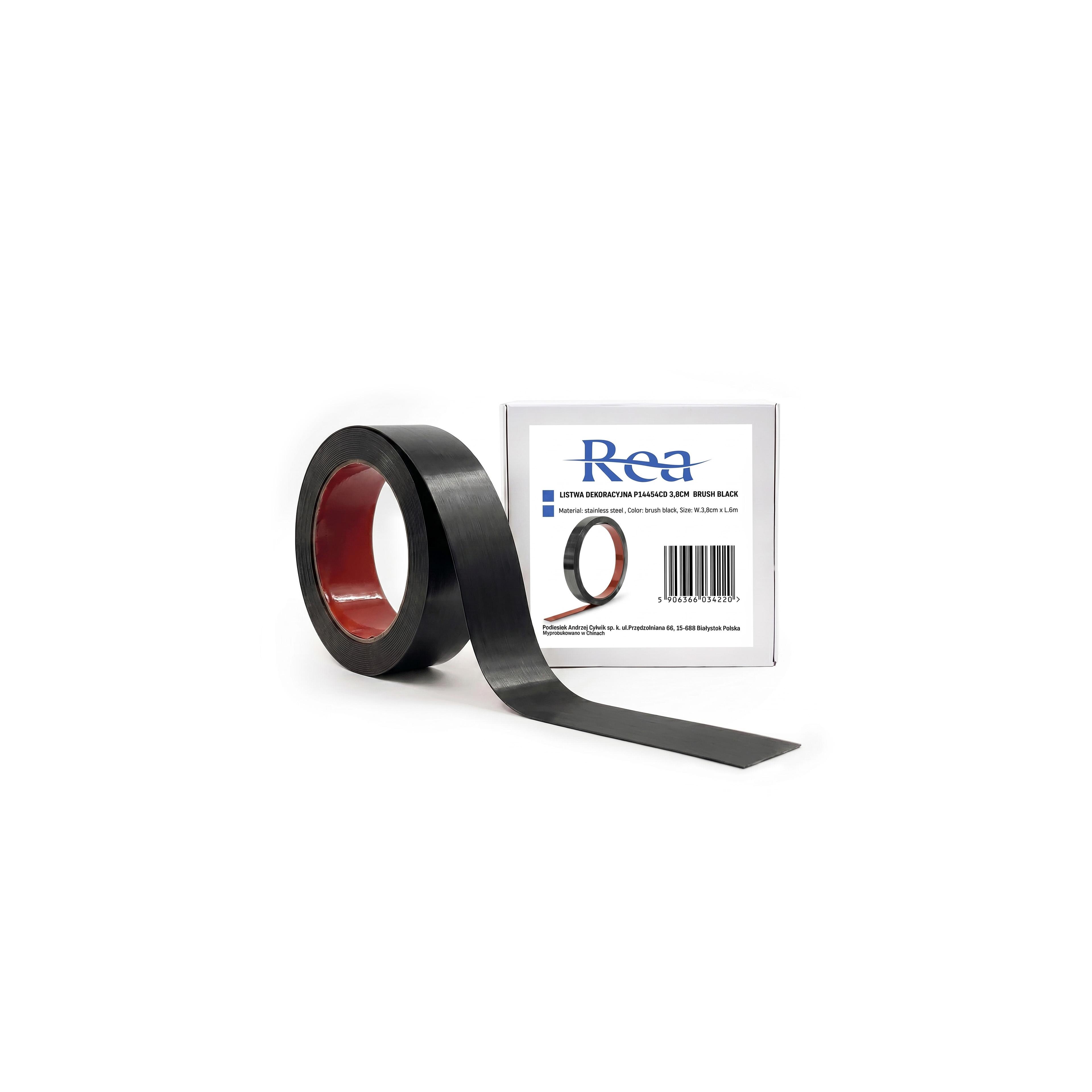 Self-adhesive decorative trim Rea P14454CD 3,8cm Brush Black
