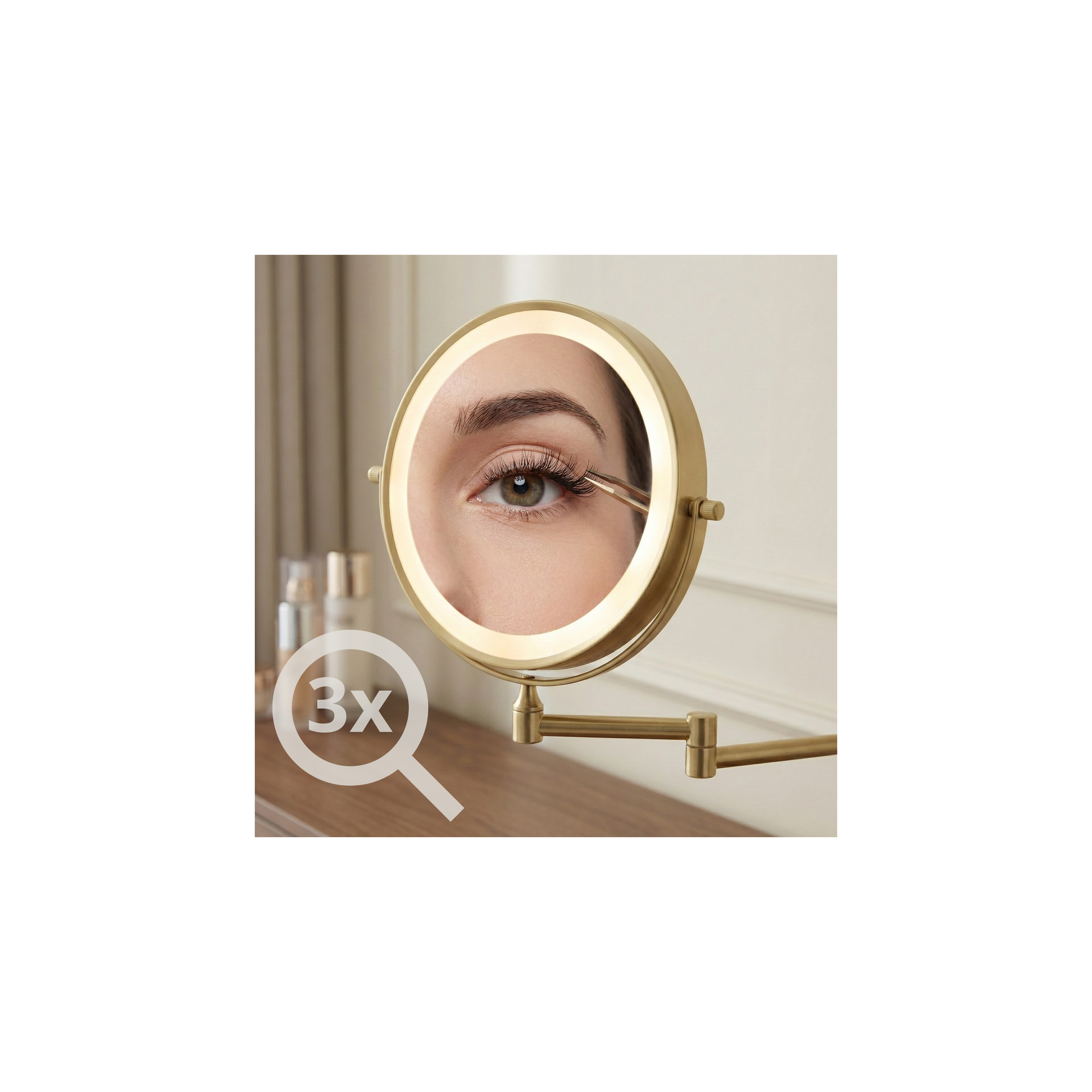 Miroir LED Glow Brush Gold
