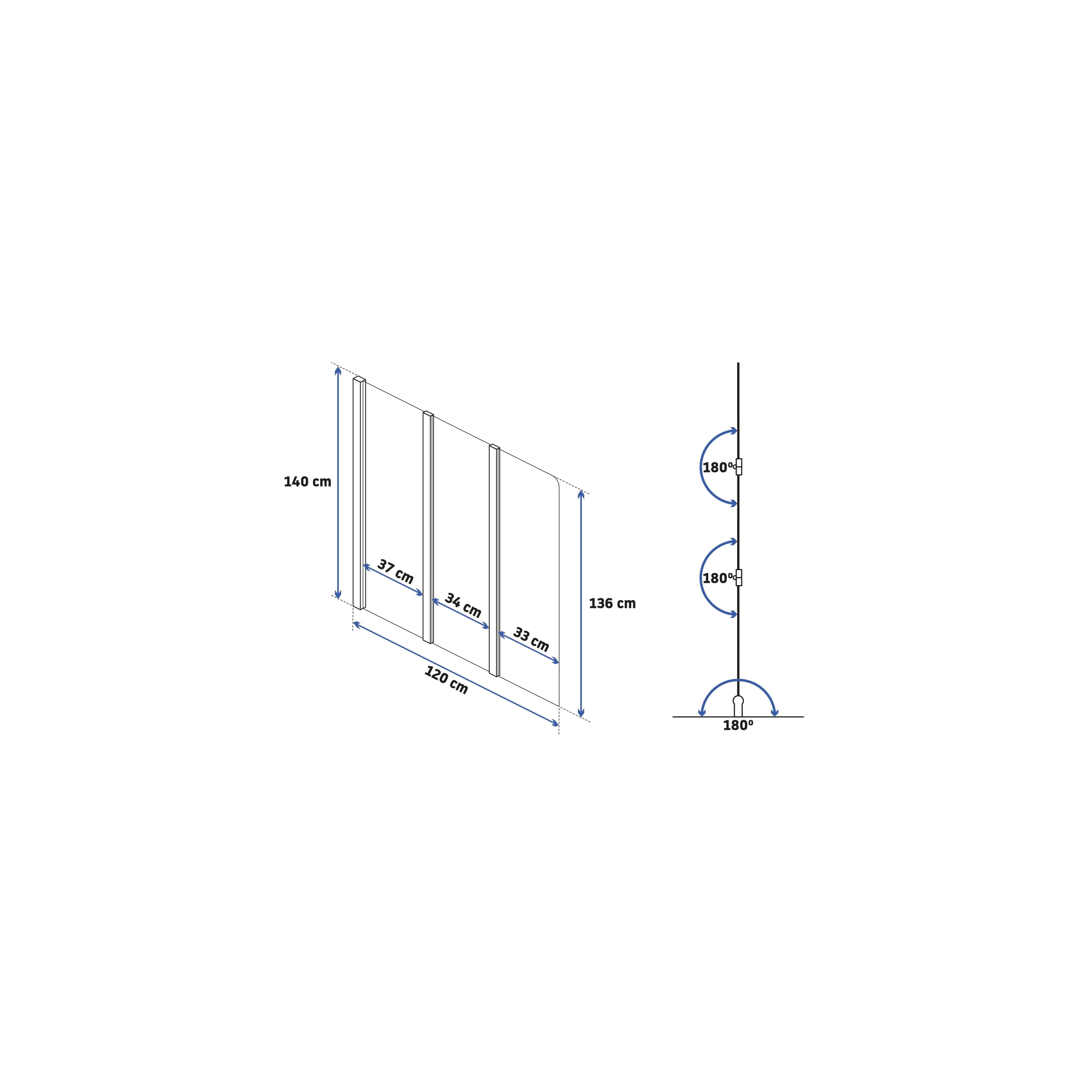 Badewanneaufsatz klappbar Rea Agat-3 120