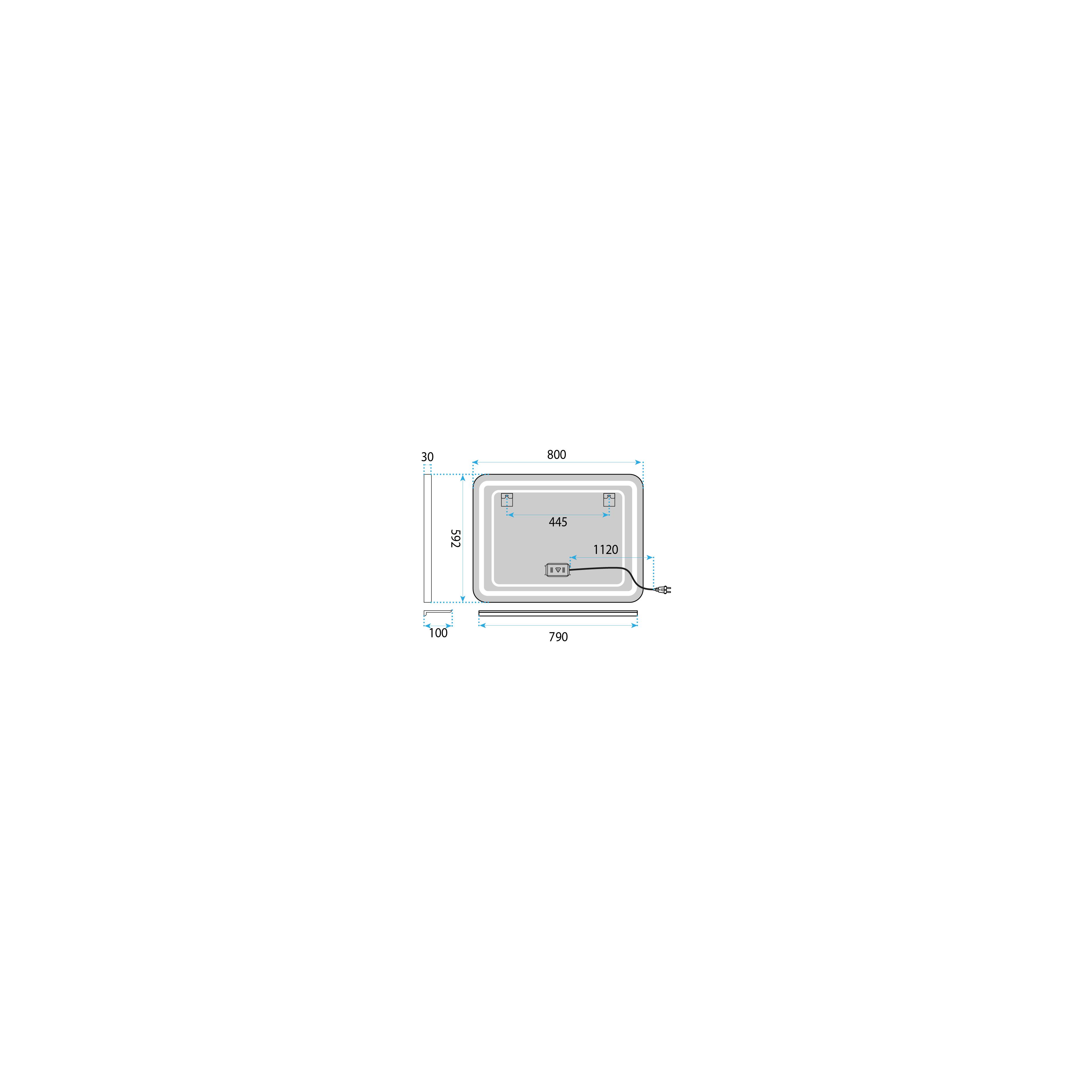 LED Wandspiegel mit Ablage 80x60 cm L-8060