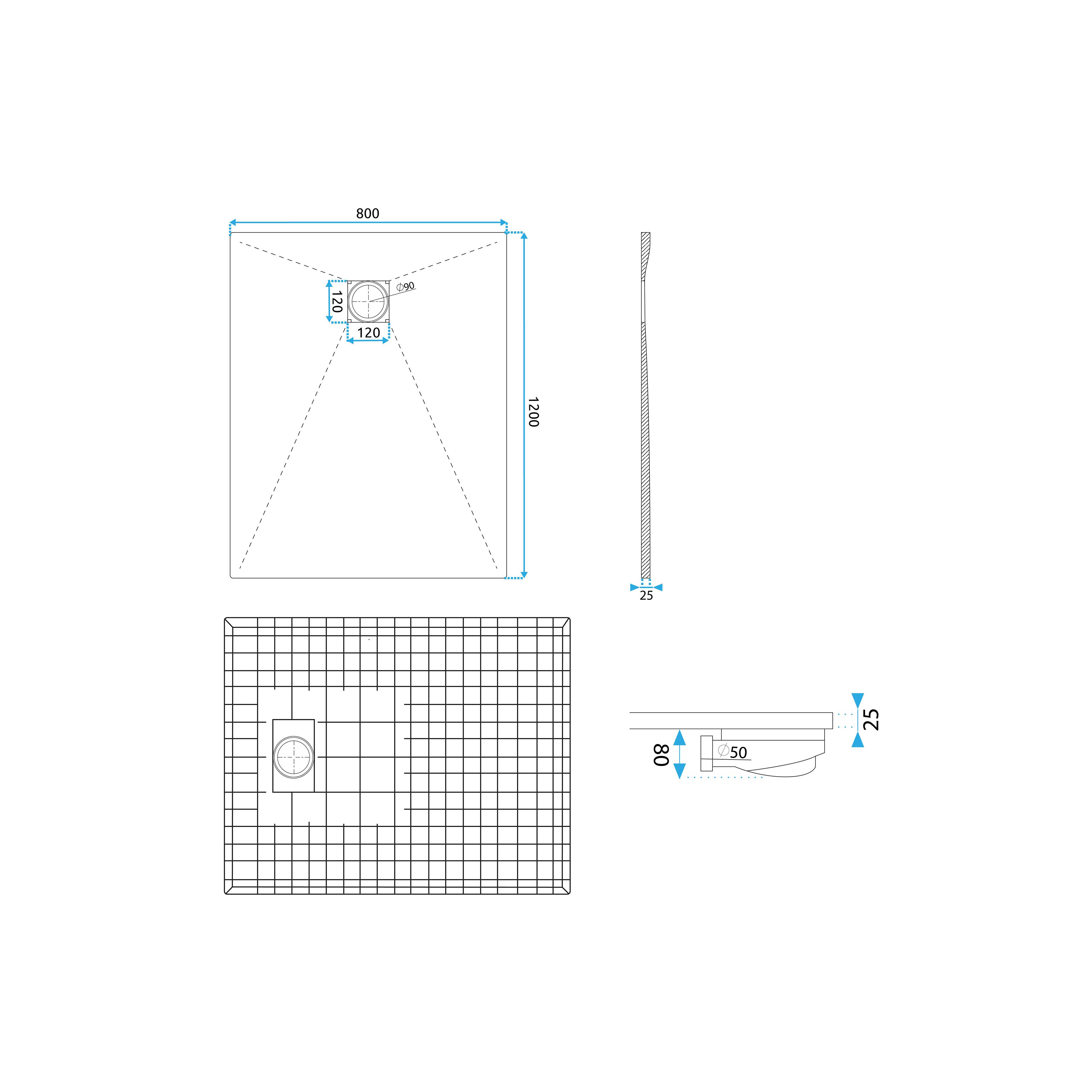 Shower tray Magnum Black 120x80