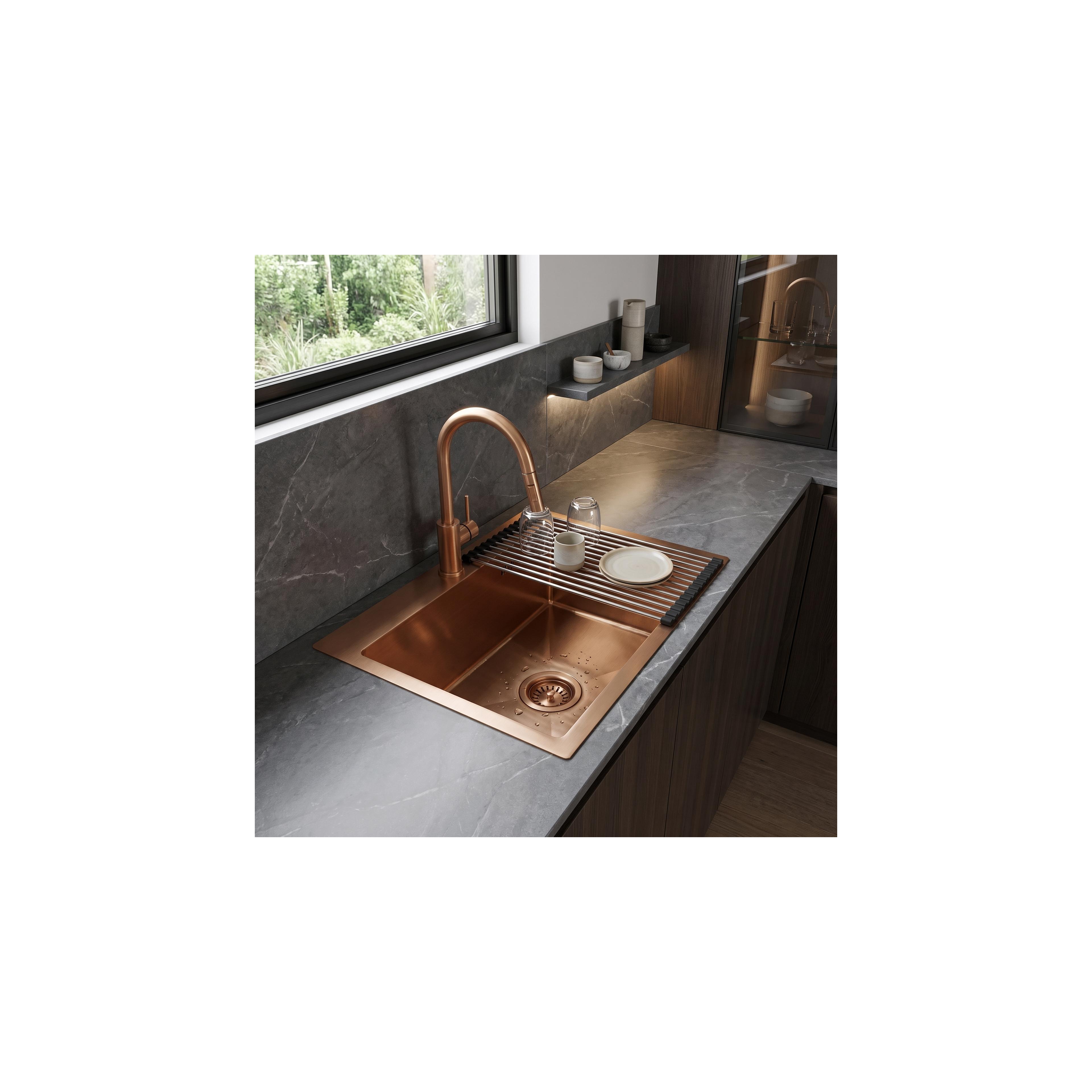 Стоманена мивка с комплект аксесоари 3 бр. REA Leo 50 Brush Copper