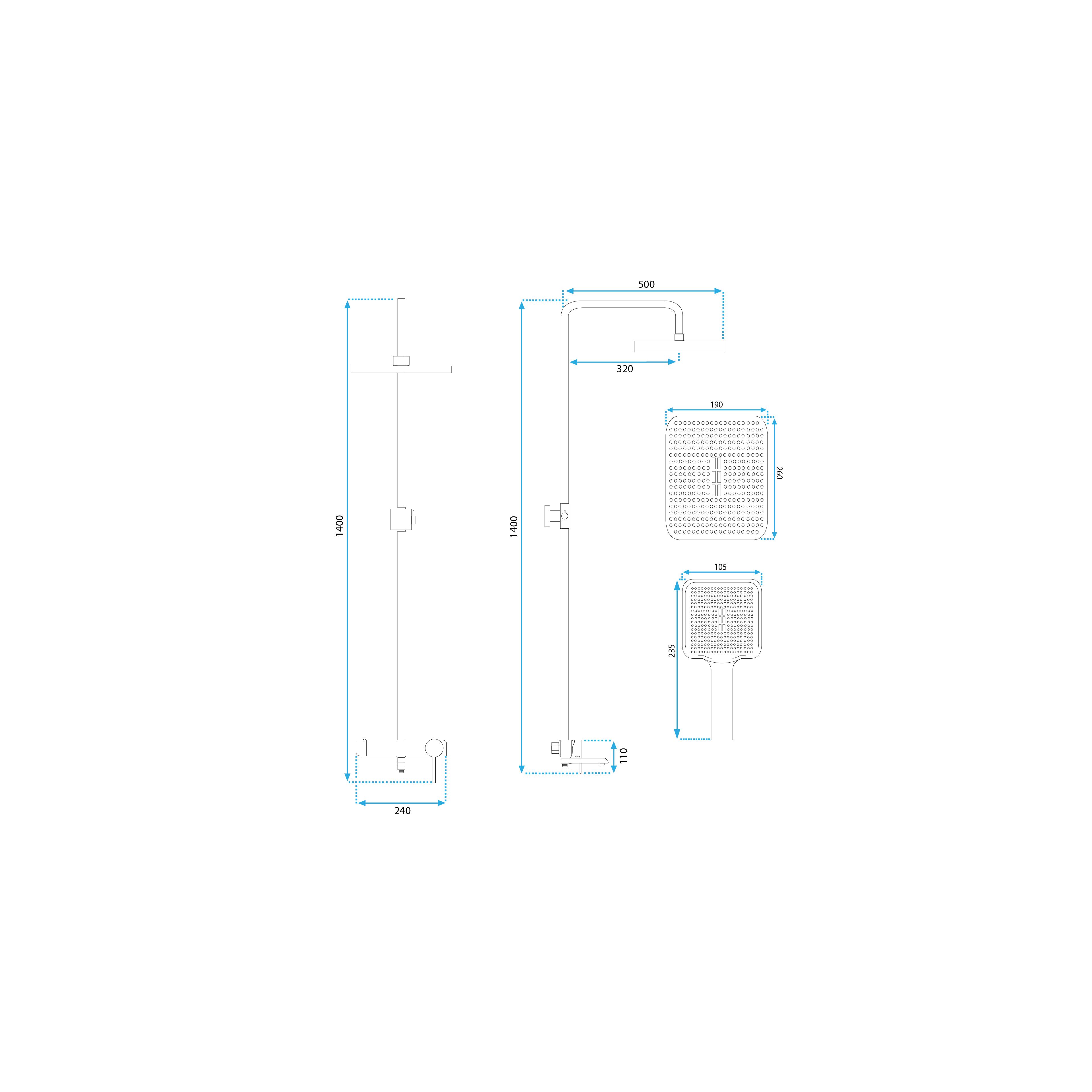 Shower set REA MELIA  WHITE GOLD