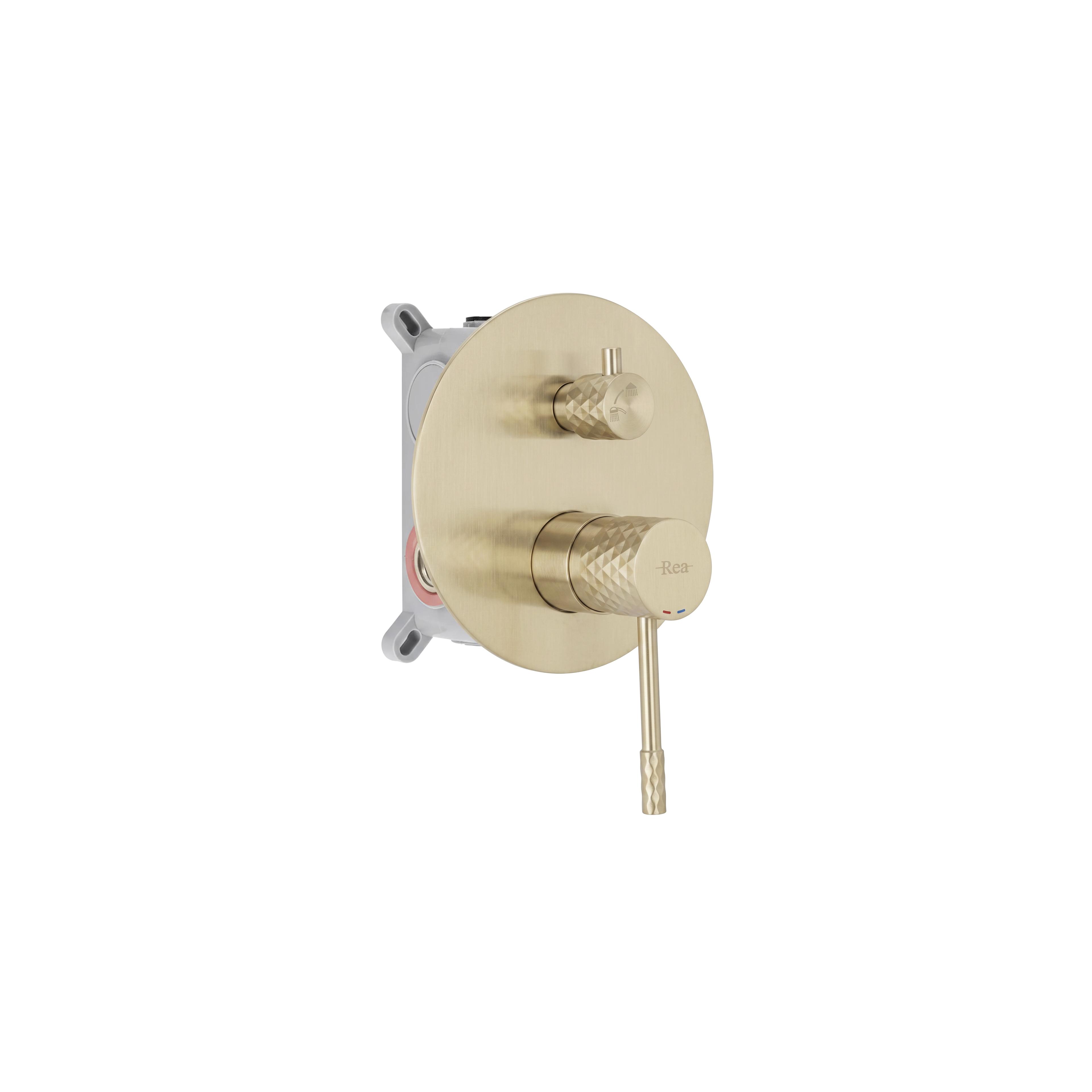 Kit de douche encastré Rea Lungo Diamond Brush Gold + BOX