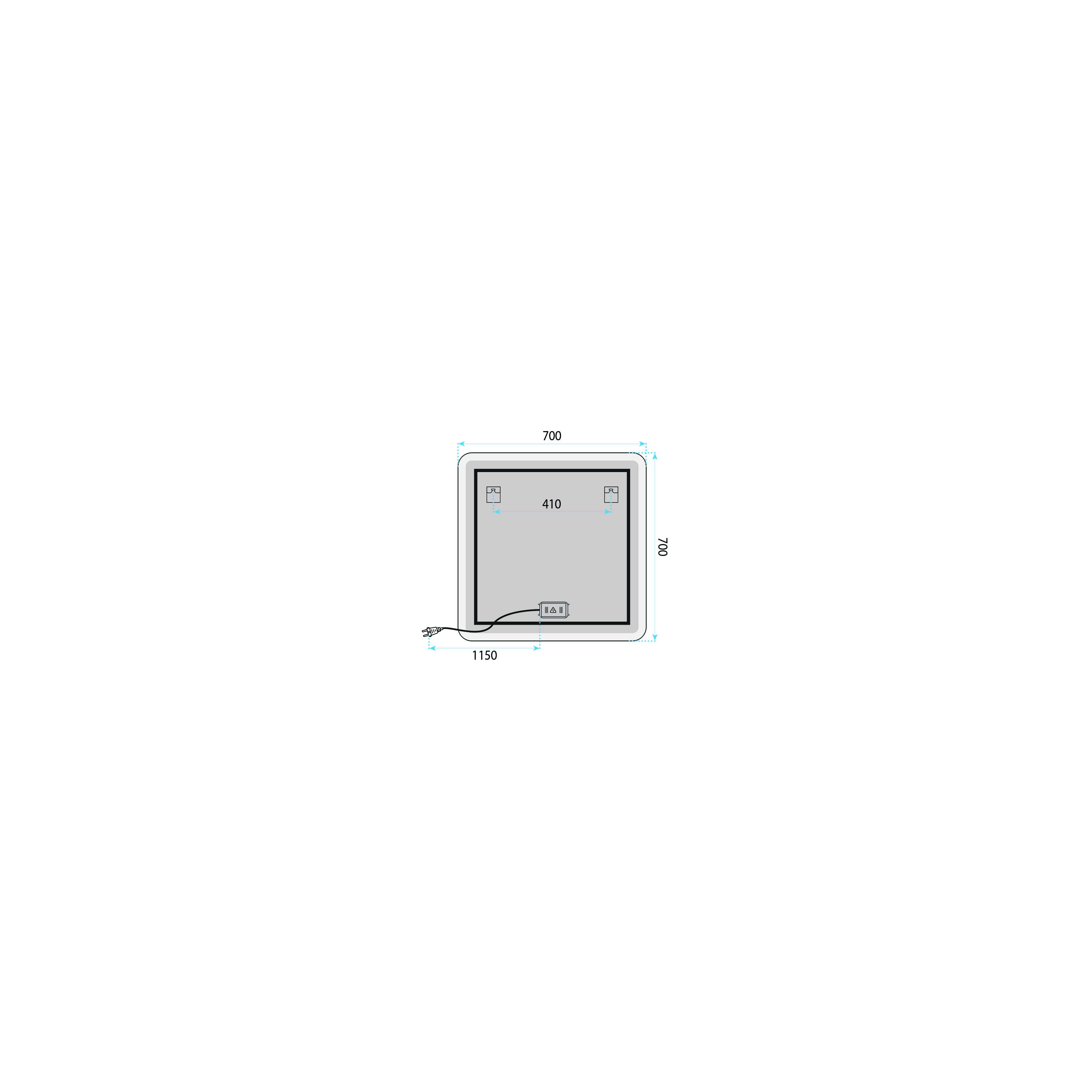 Mirror LED 70x70cm TOP-2