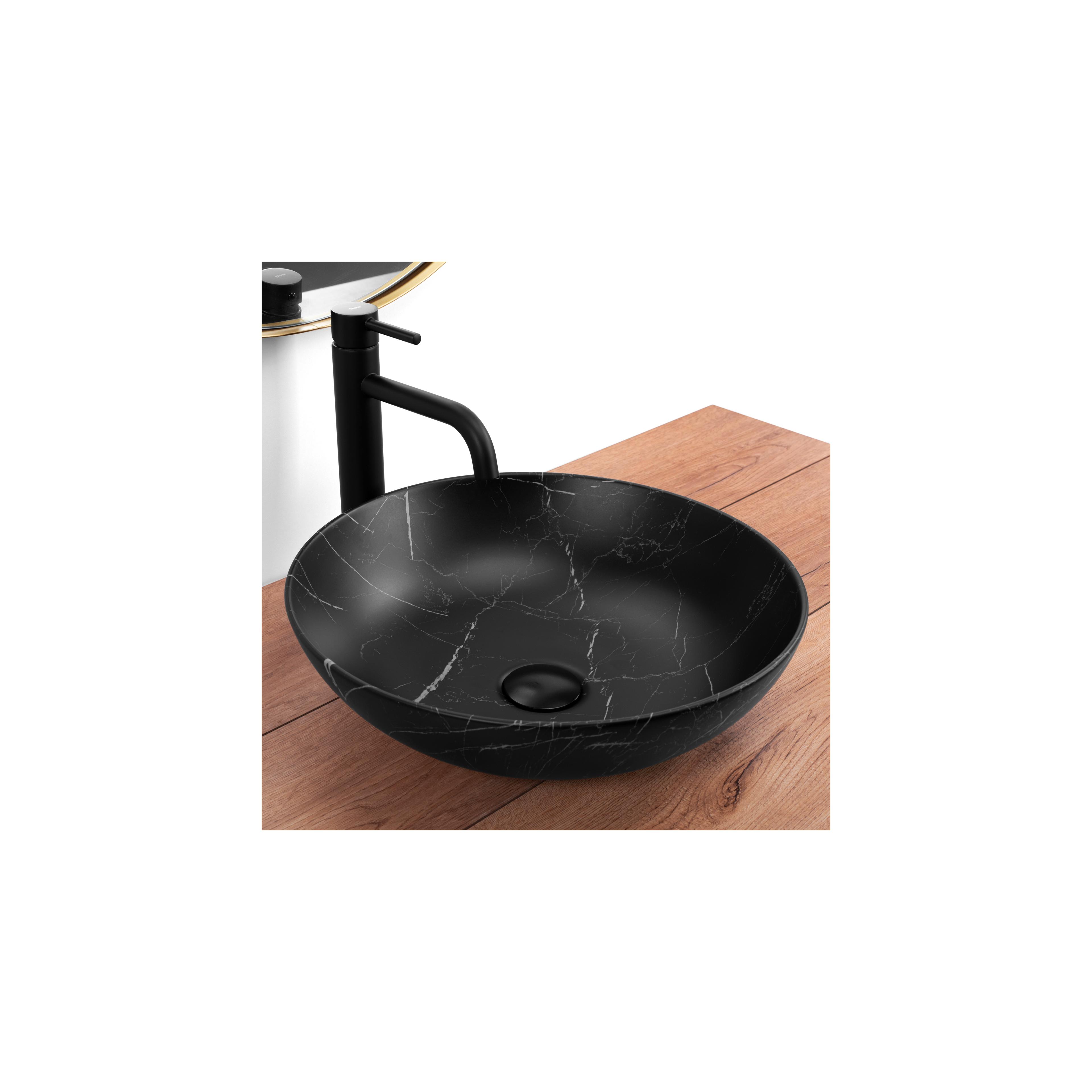 Lavatório de bancada Rea Fibo, preto mate