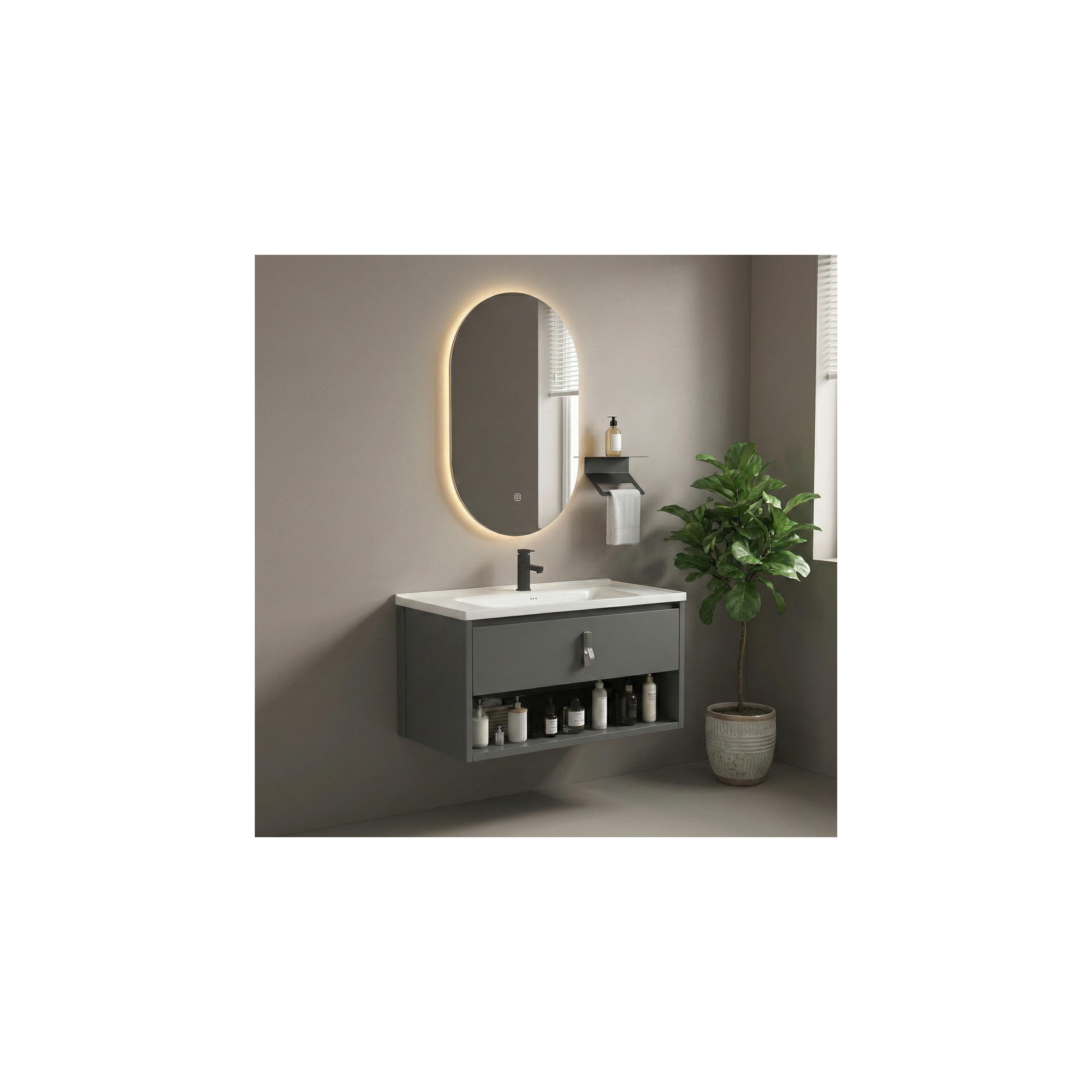 Bathroom furniture set with washbasin Toledo 80cm Grey