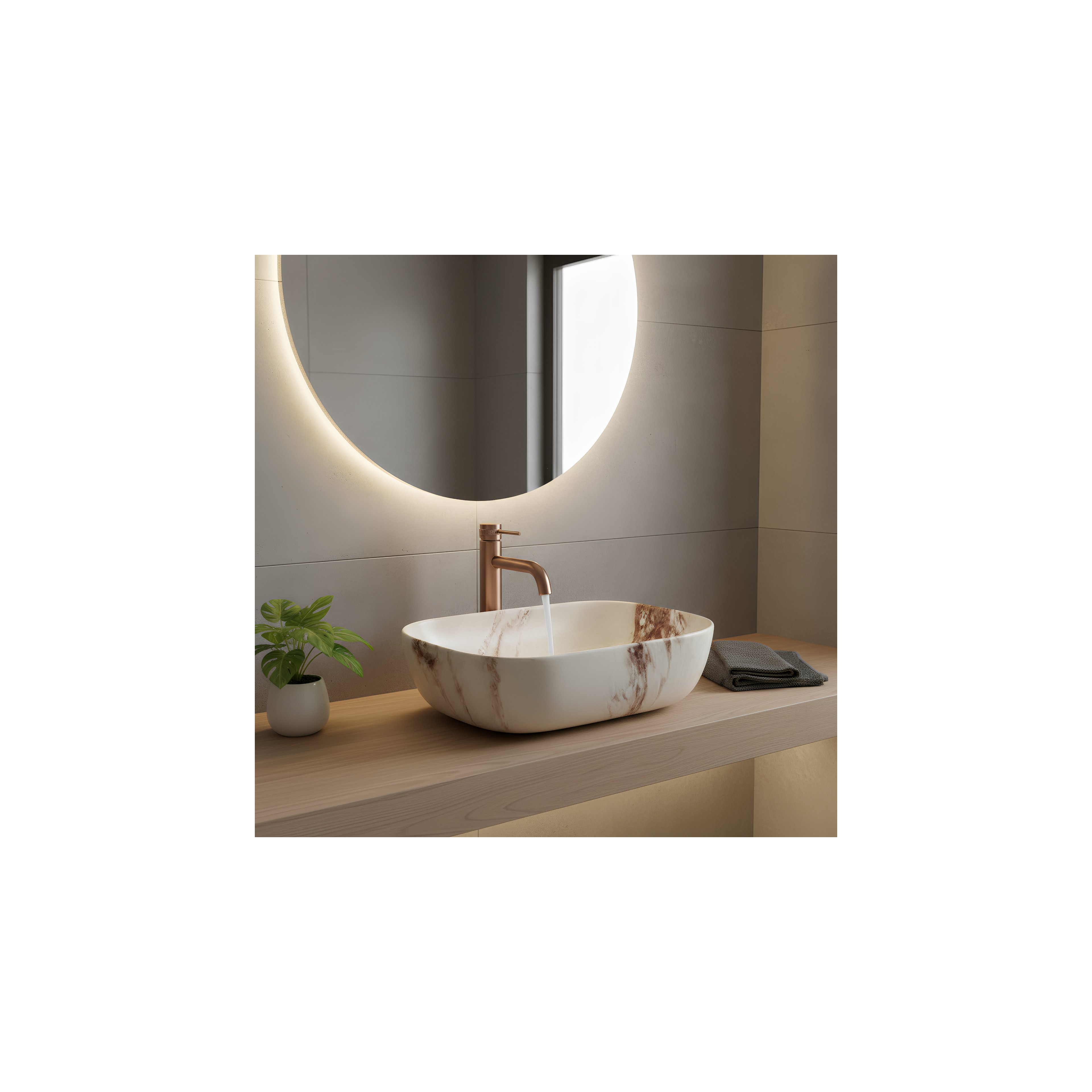 Countertop washbasin Rea Belinda Marrone Matt