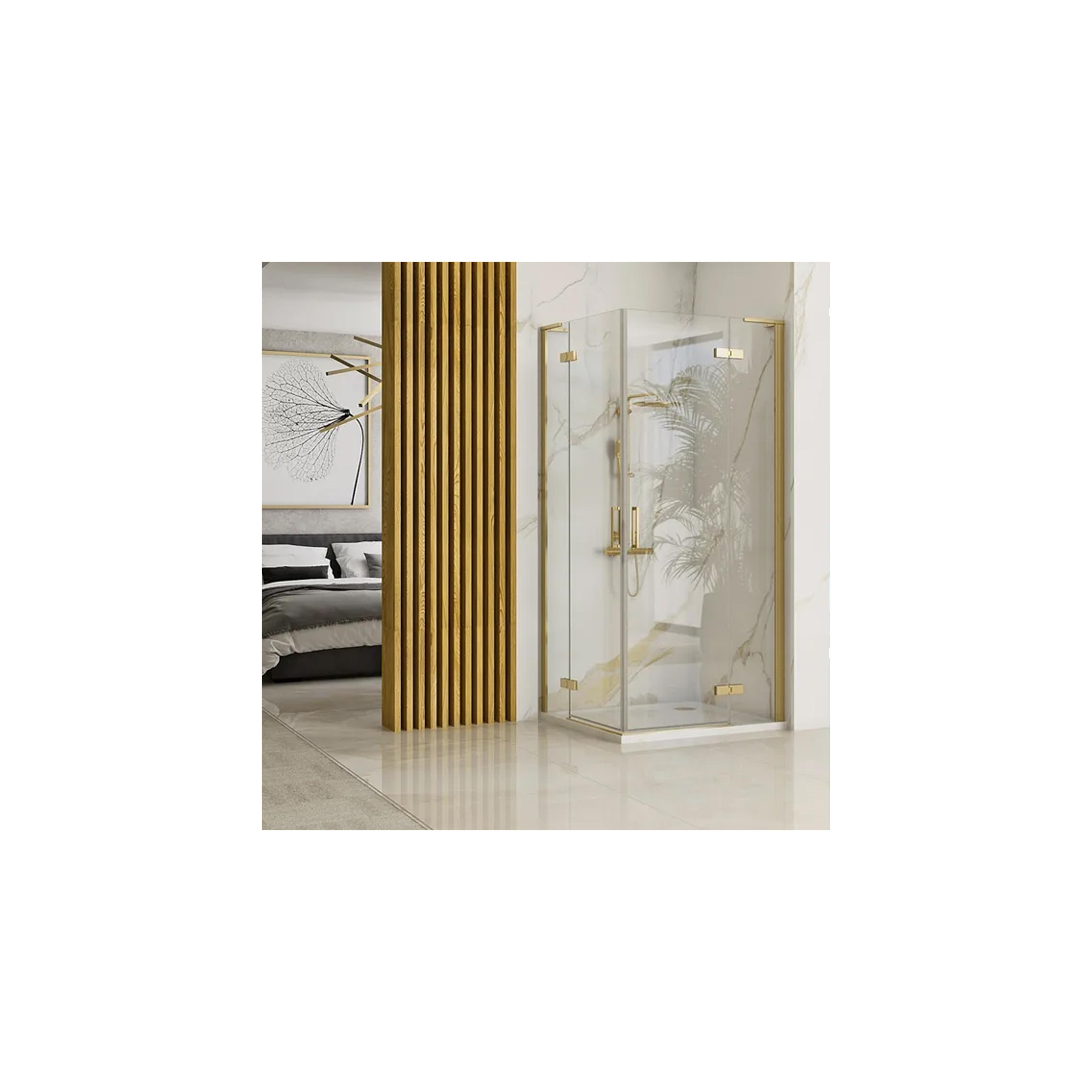 Dviguba dušo kabina REA Hugo 100x100 Brushed Gold