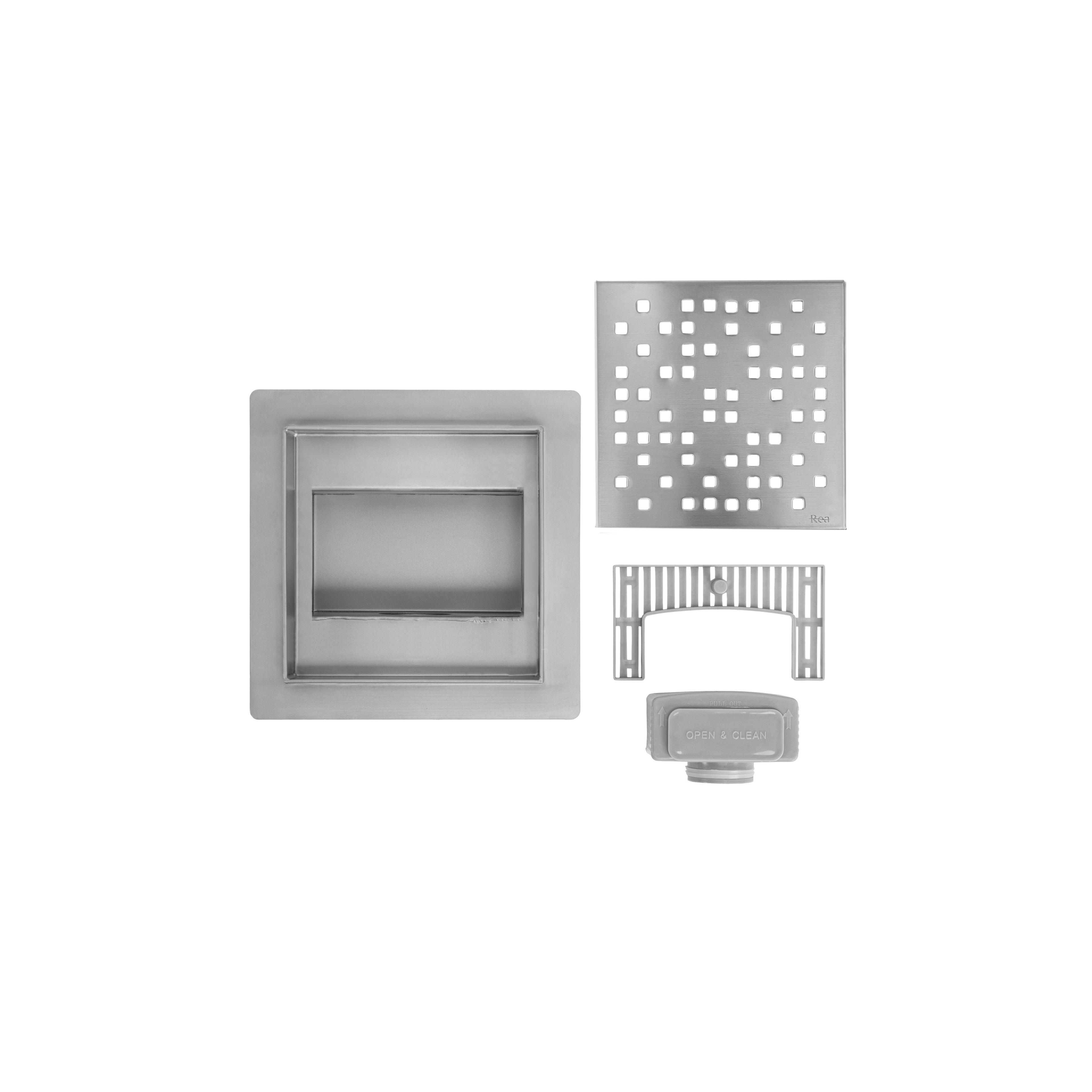 Линеен отводнител REA DOTS 150x150 Nickel Brush