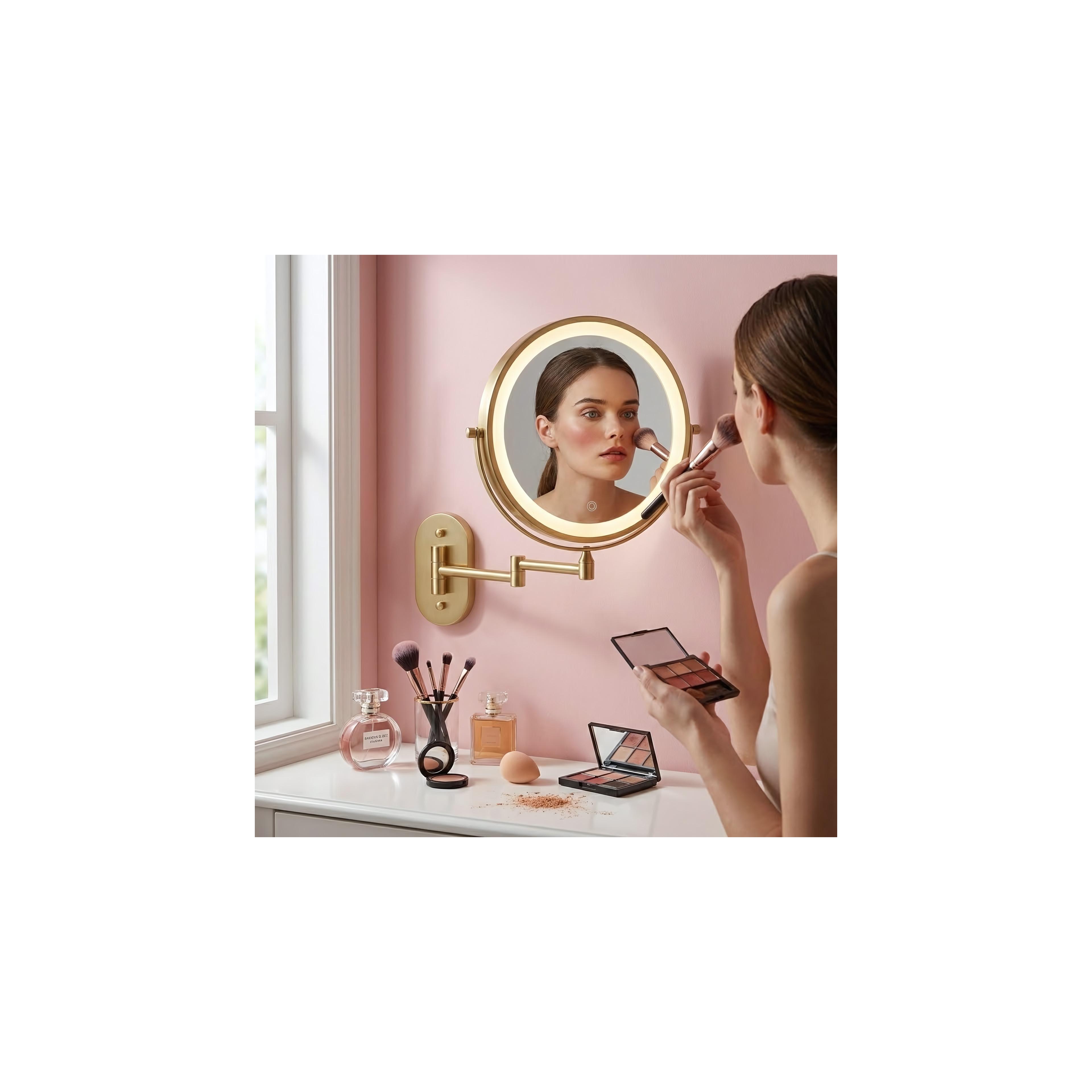 Miroir LED Glow Brush Gold
