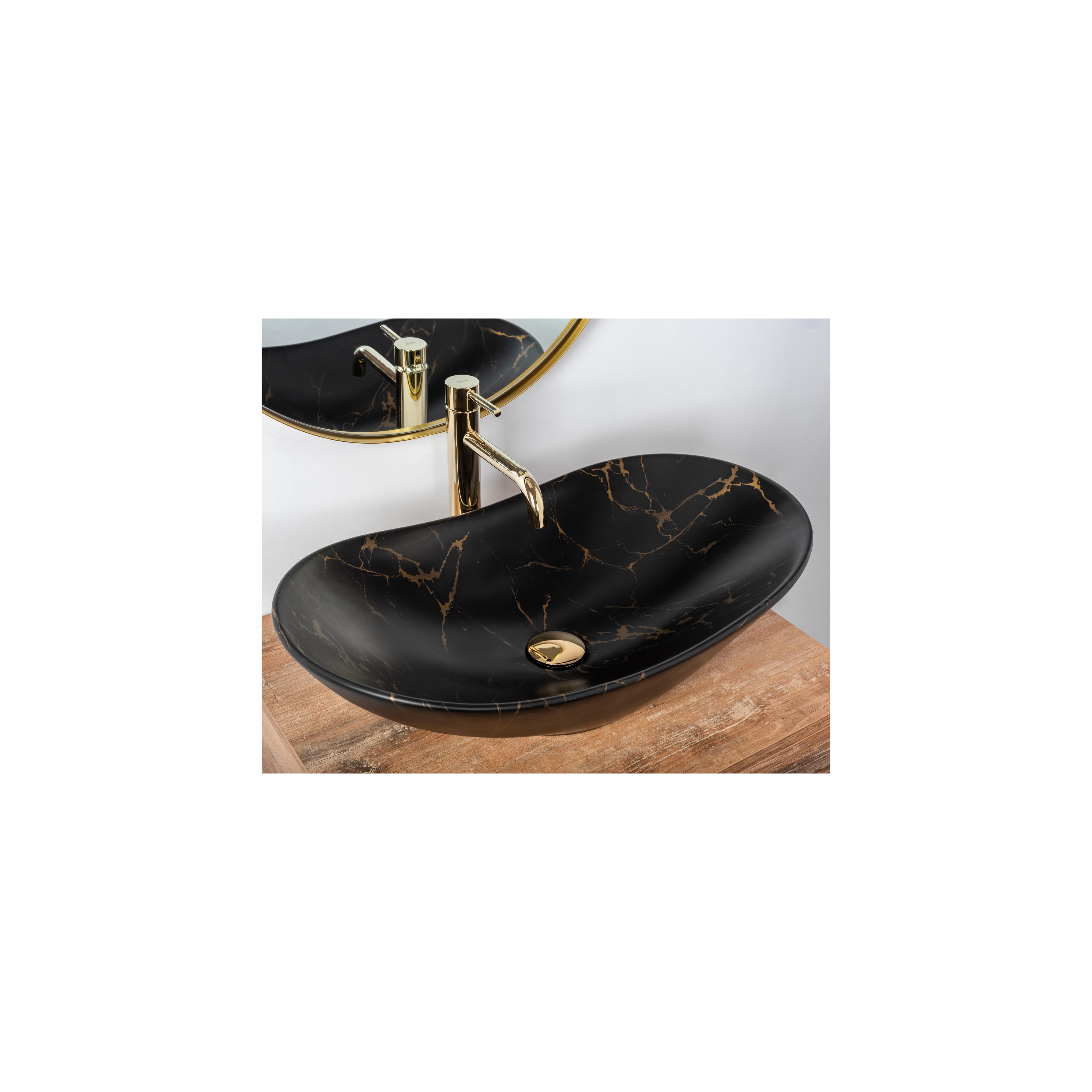 Νιπτήρας Rea Royal Black Marble Matt 60.5 x 36 x 16 cm
