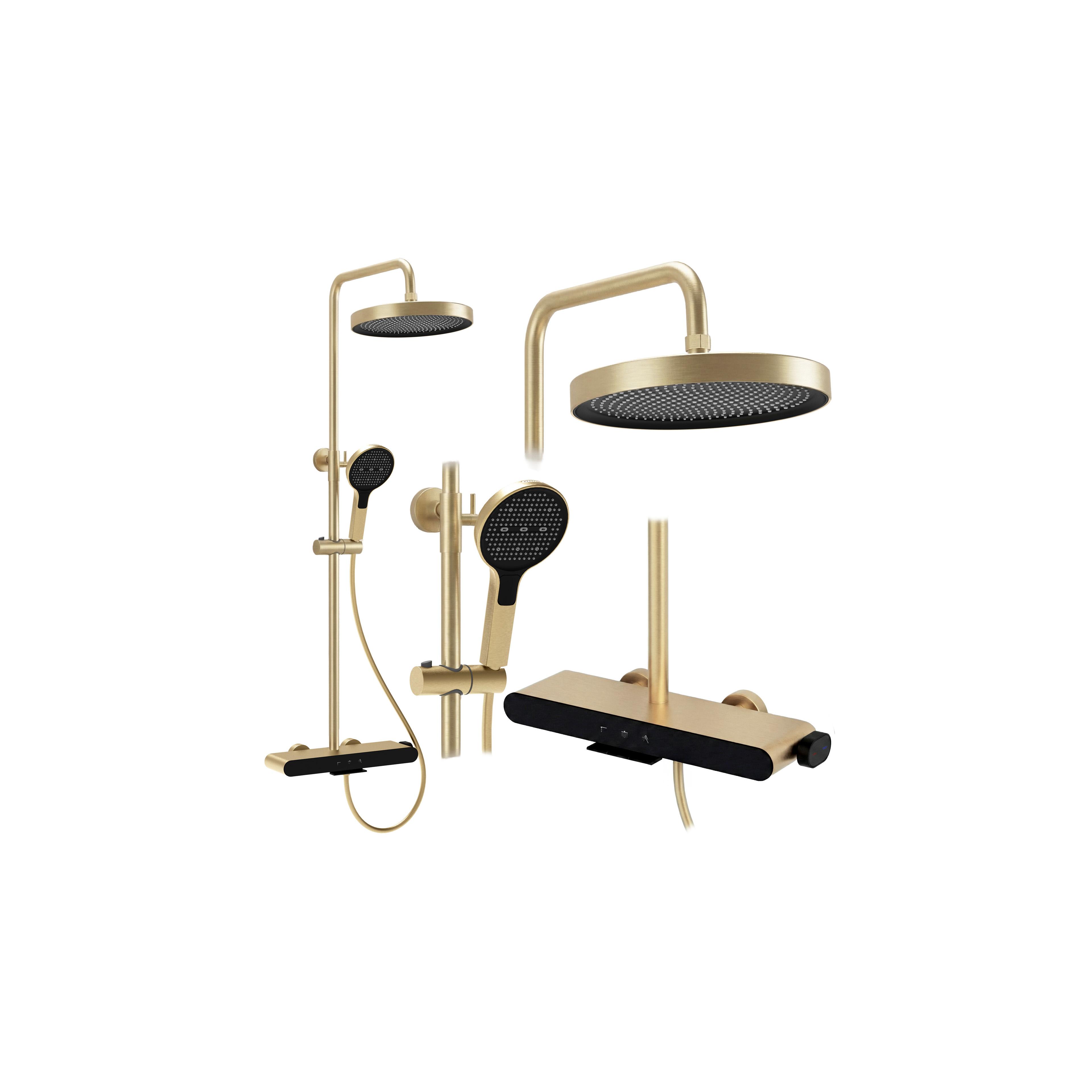 Ρυθμιζόμενη Στήλη Ντουζ REA Farel Brush Gold 87 - 128 εκ.