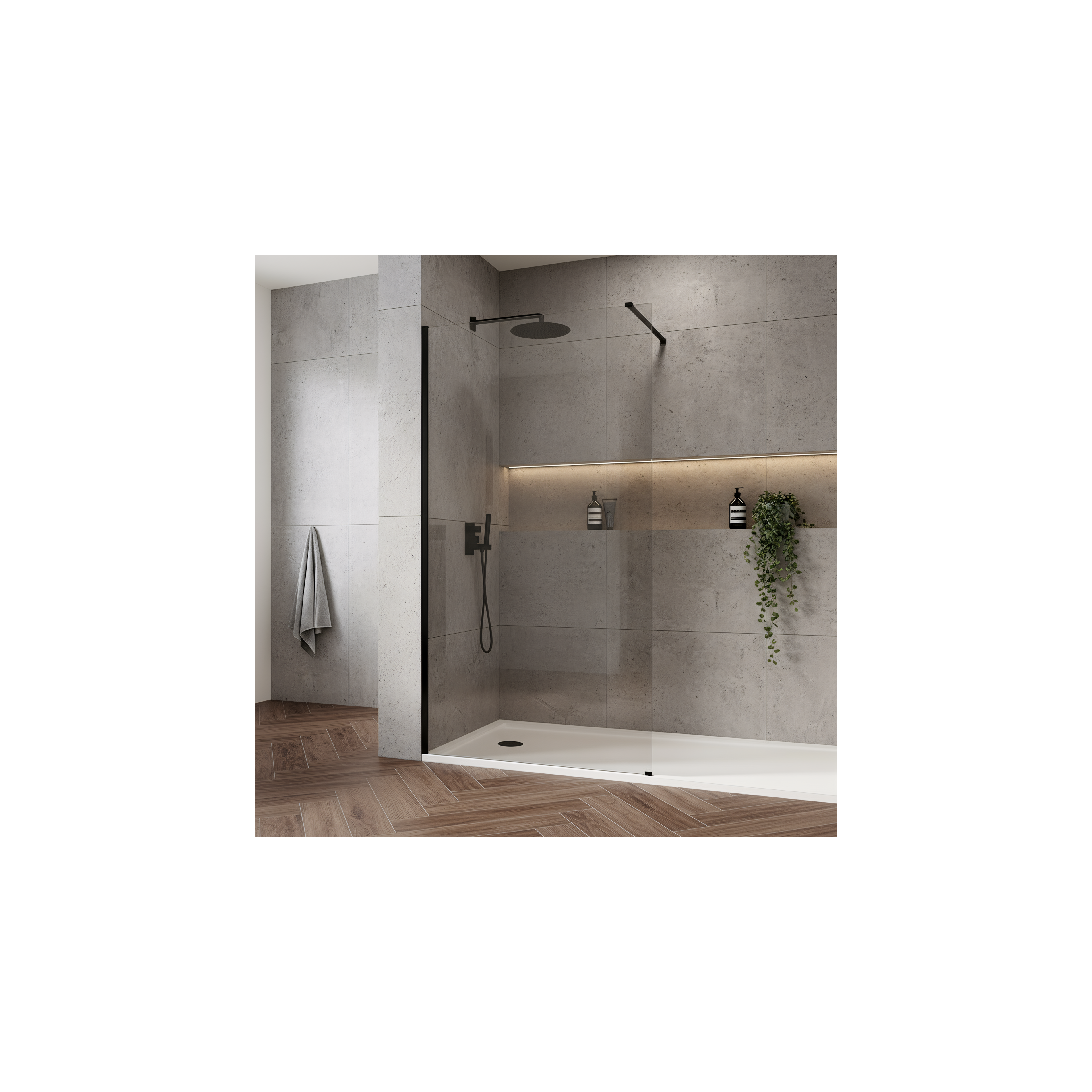 Kabina prysznicowa Walk-In Rea Flexi Transparent / Black 90