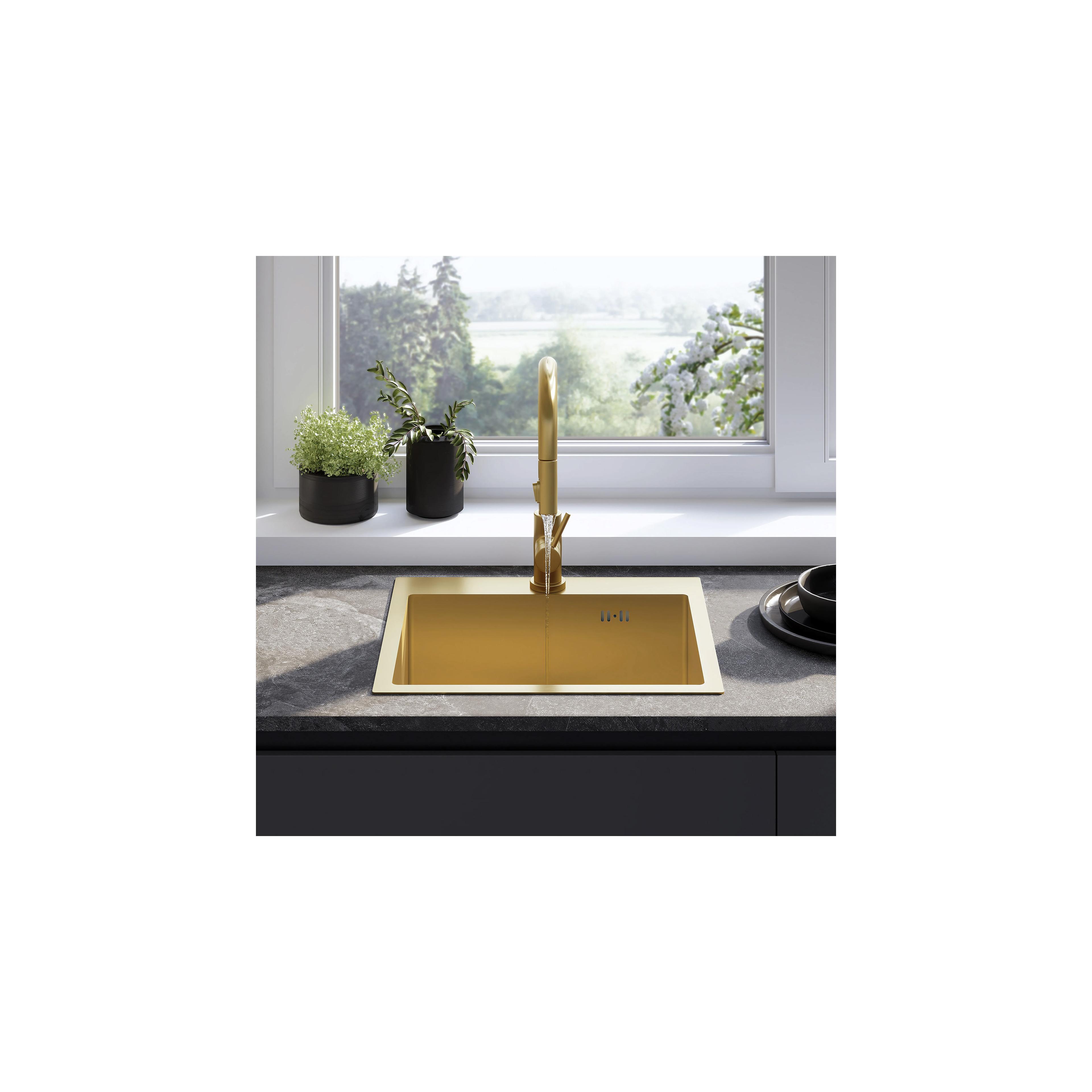 Chiuvetă inox Leo 50 BRUSH GOLD