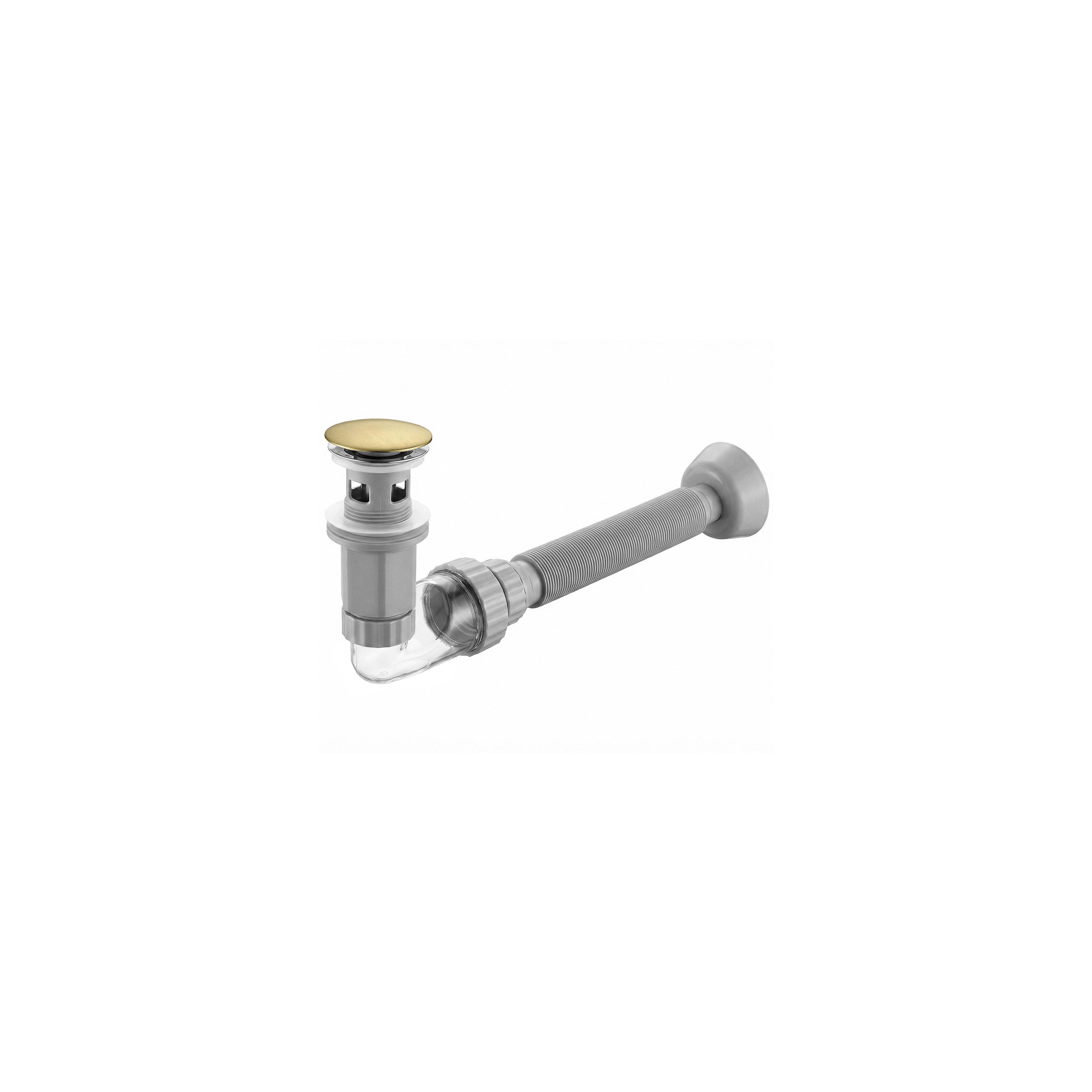 Washbasin siphon with click-clack drain REA Flow Brush Gold