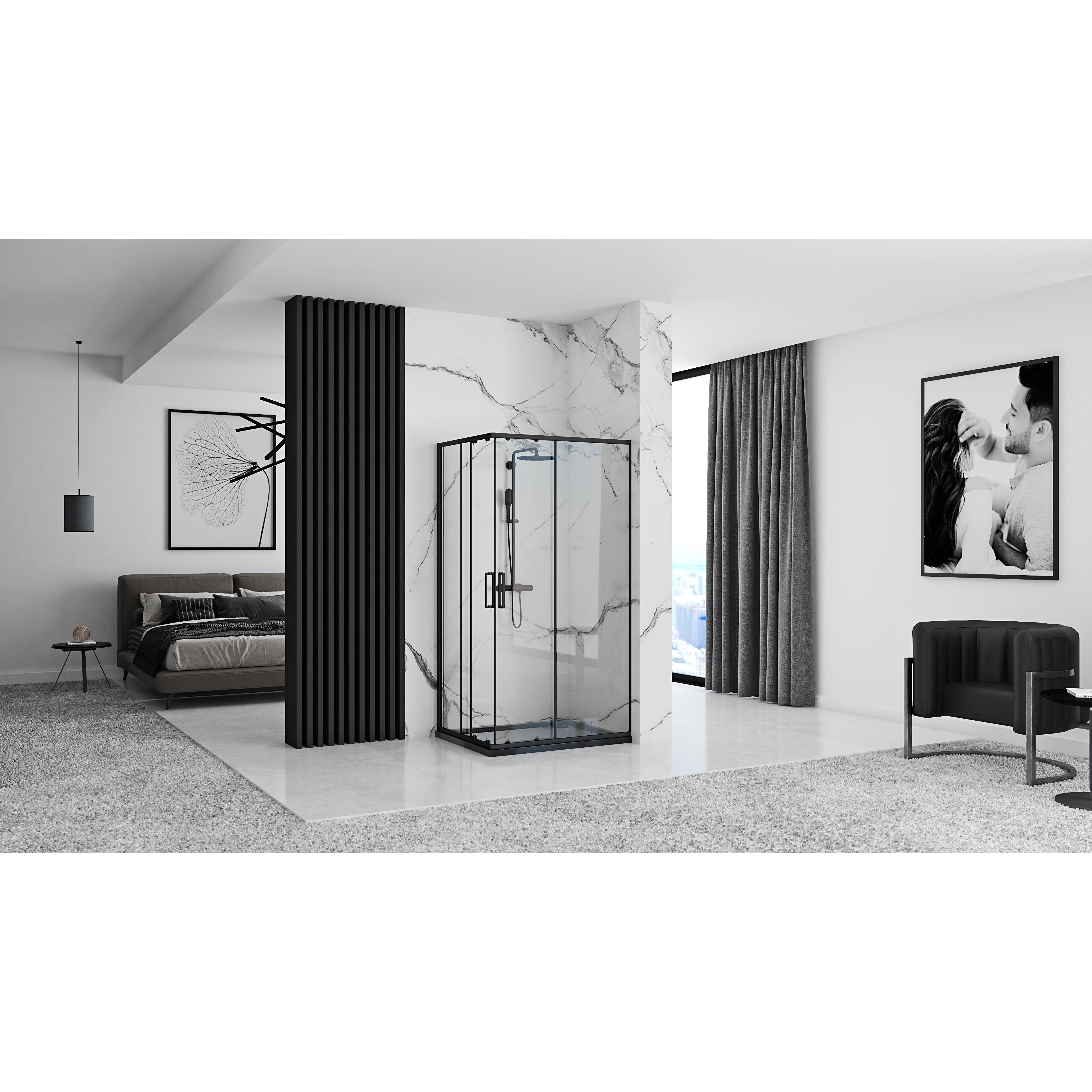 Cabina de dus Rea Punto negru 80x100 cm