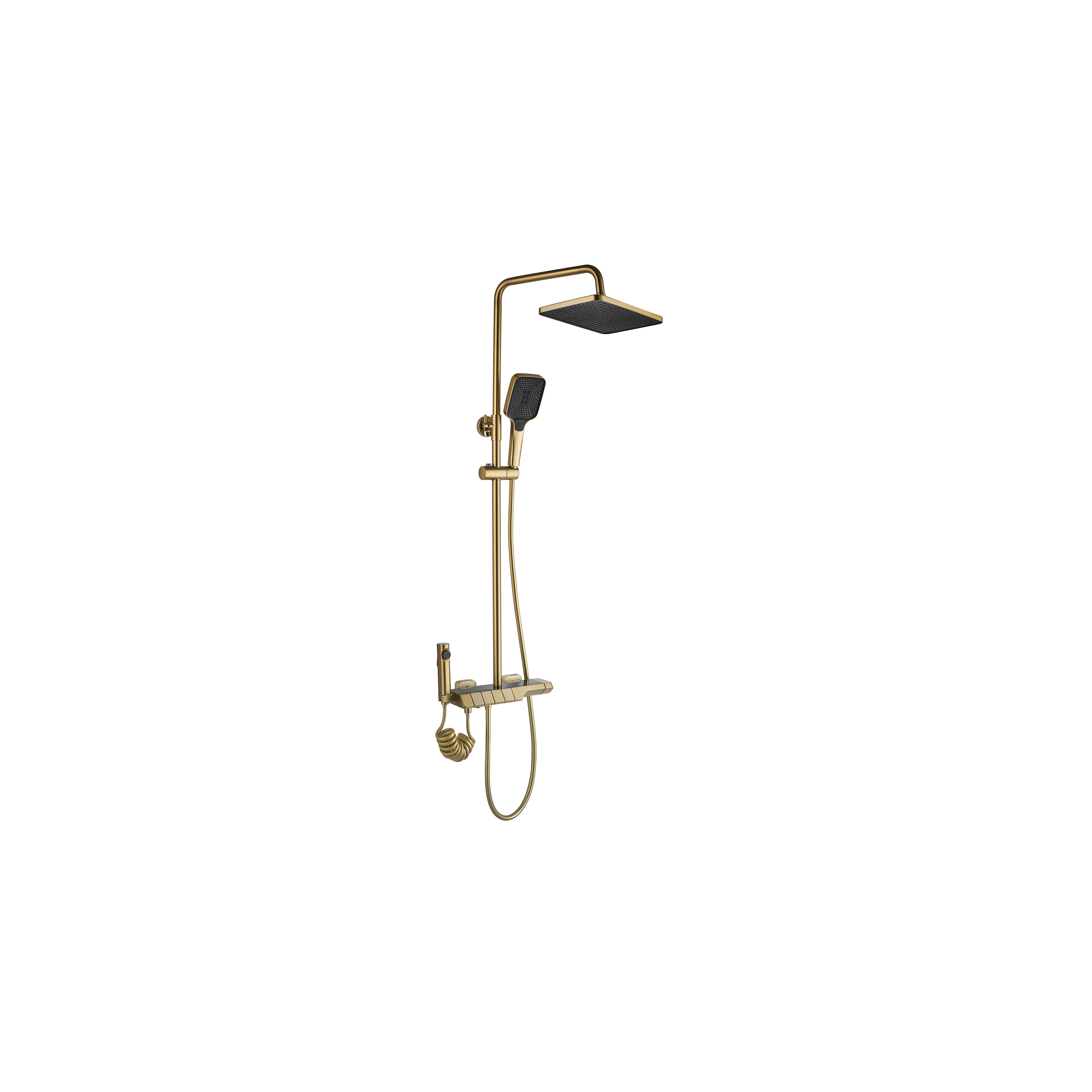 Shower set with thermostatic mixer REA ROB Gold Brush