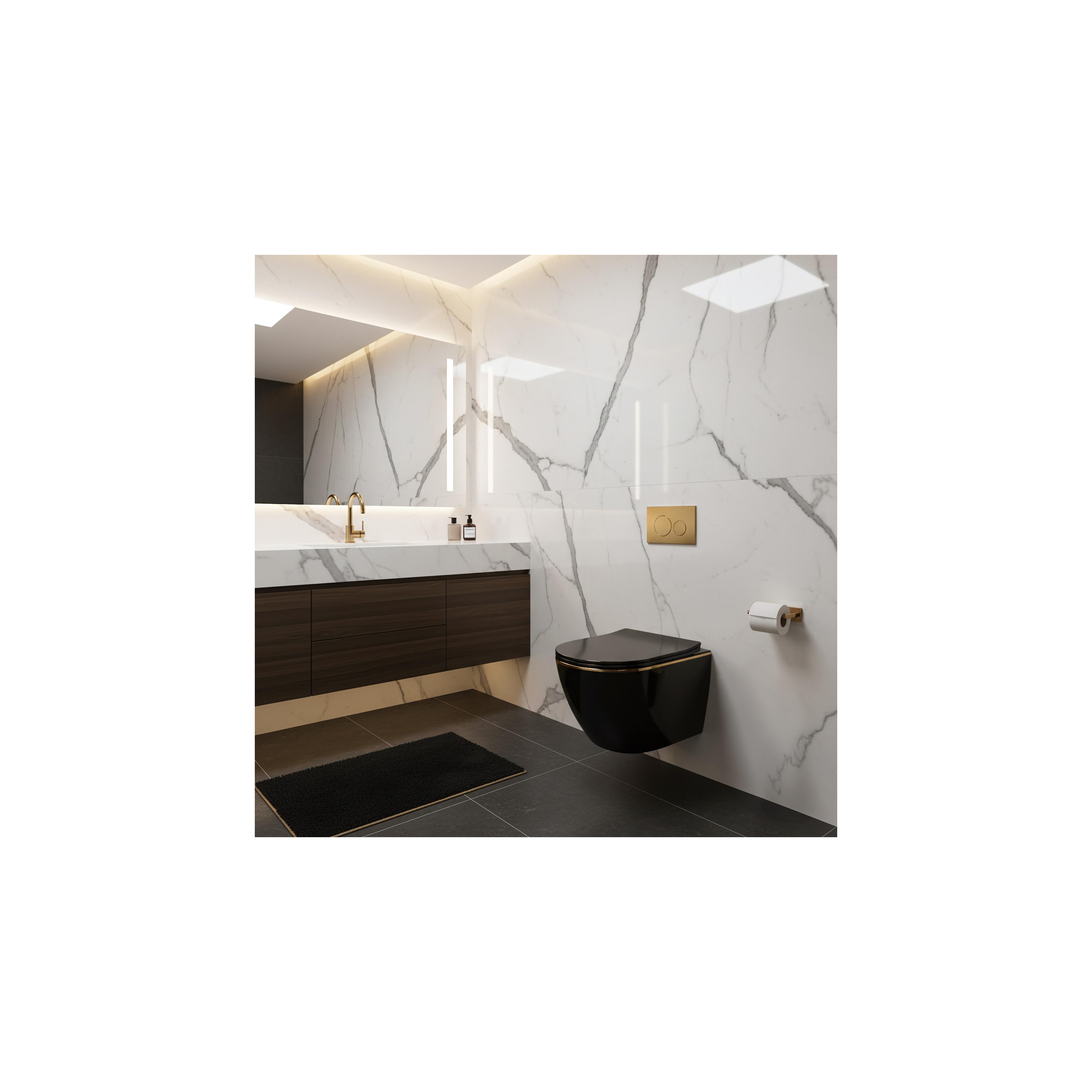 Cuvette WC suspendue Rea Carlo Mini Tornado Black Gold Egde