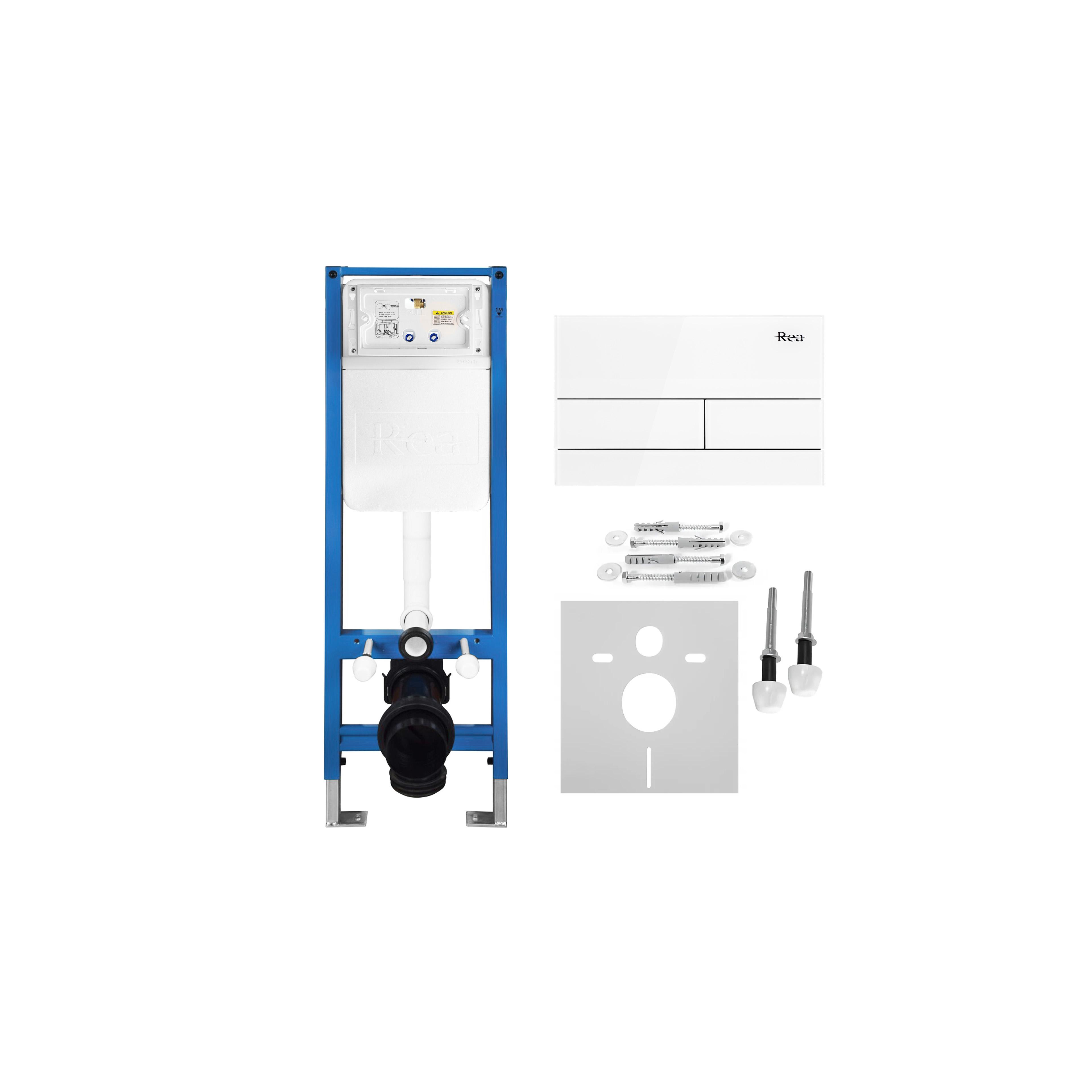 Unterputz-WC-Gestell Set Slim 024N mit T White Glass Drückerplatte