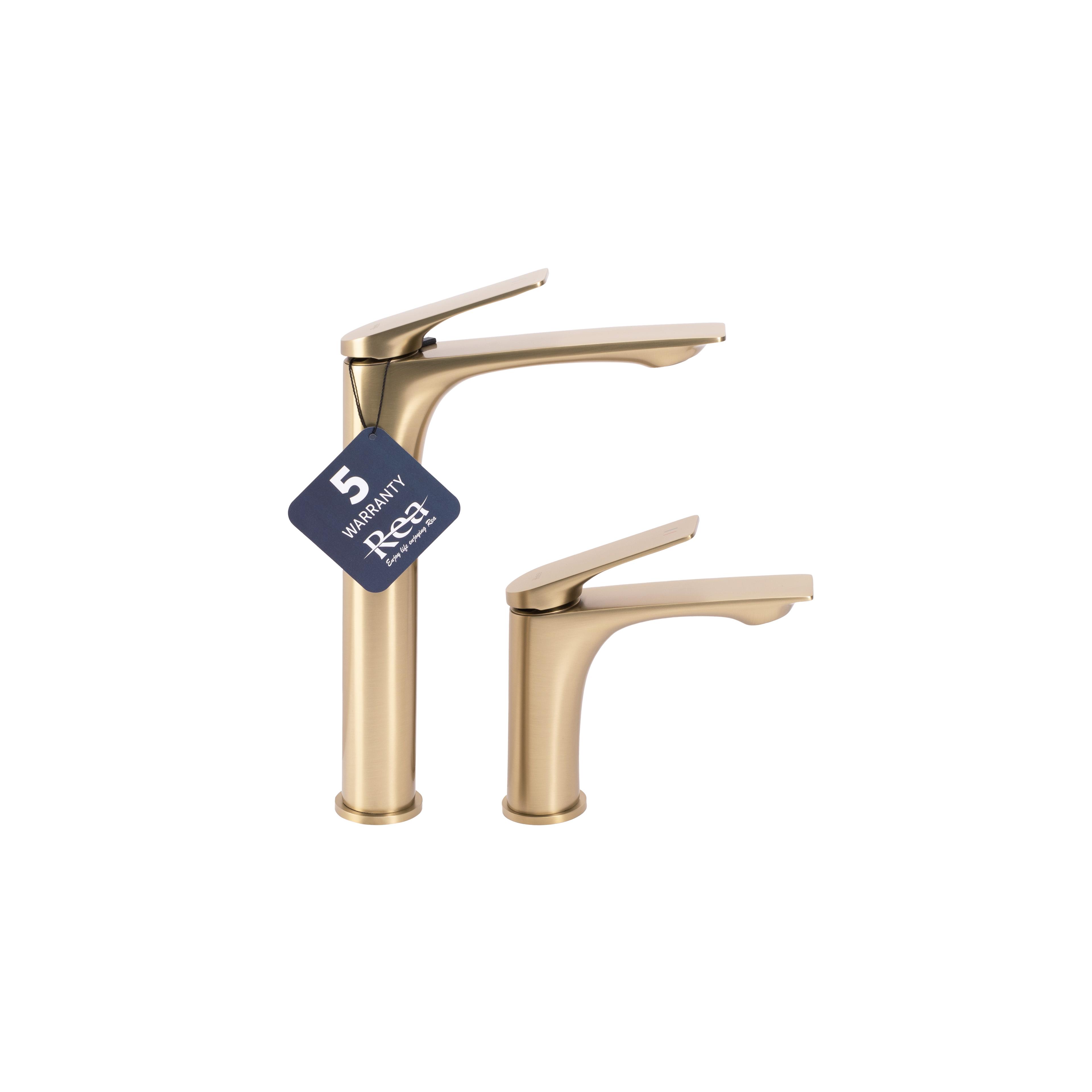 Robinet de salle de bain Rea AVALON brush gold High