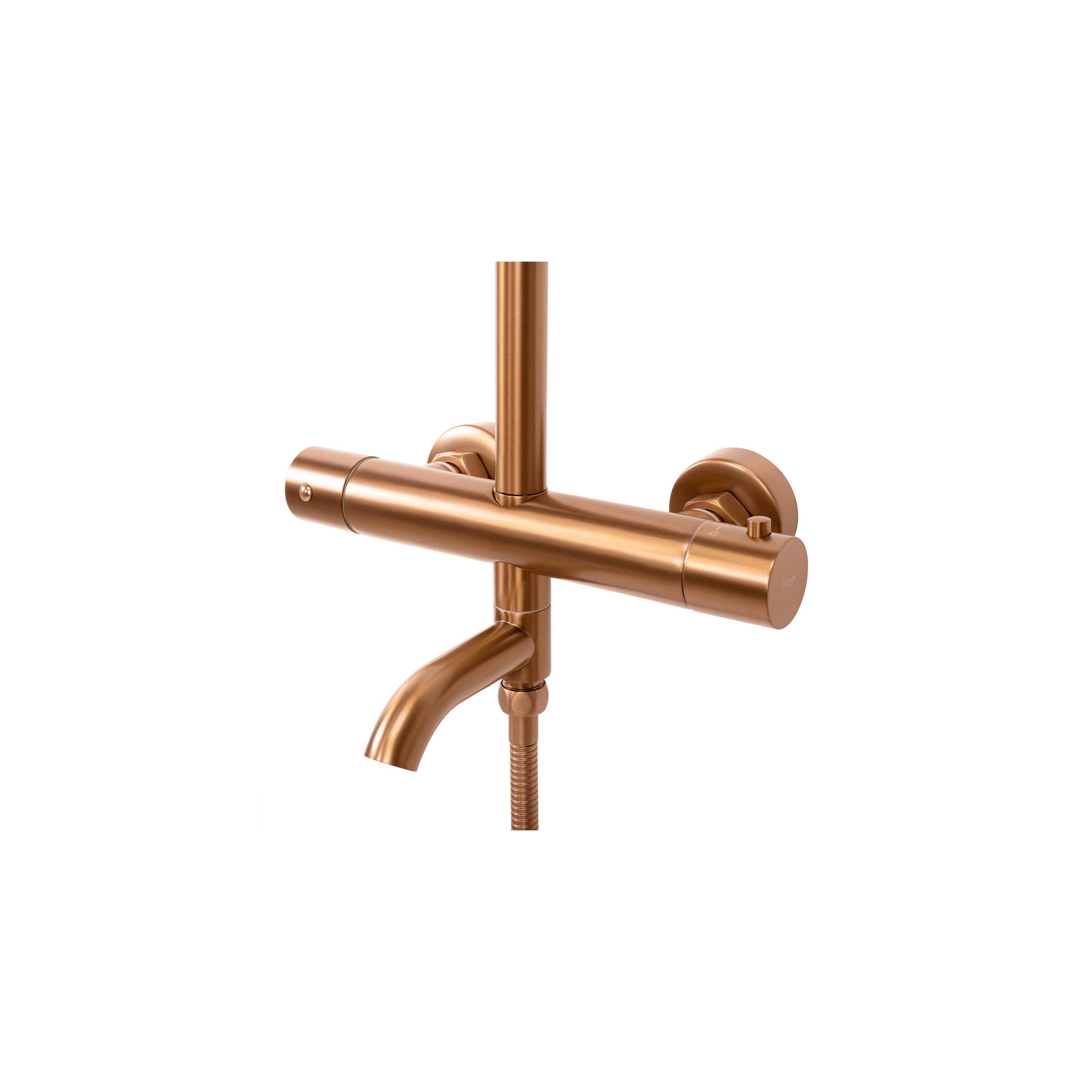 Shower set with thermostat REA Lungo Copper Brush