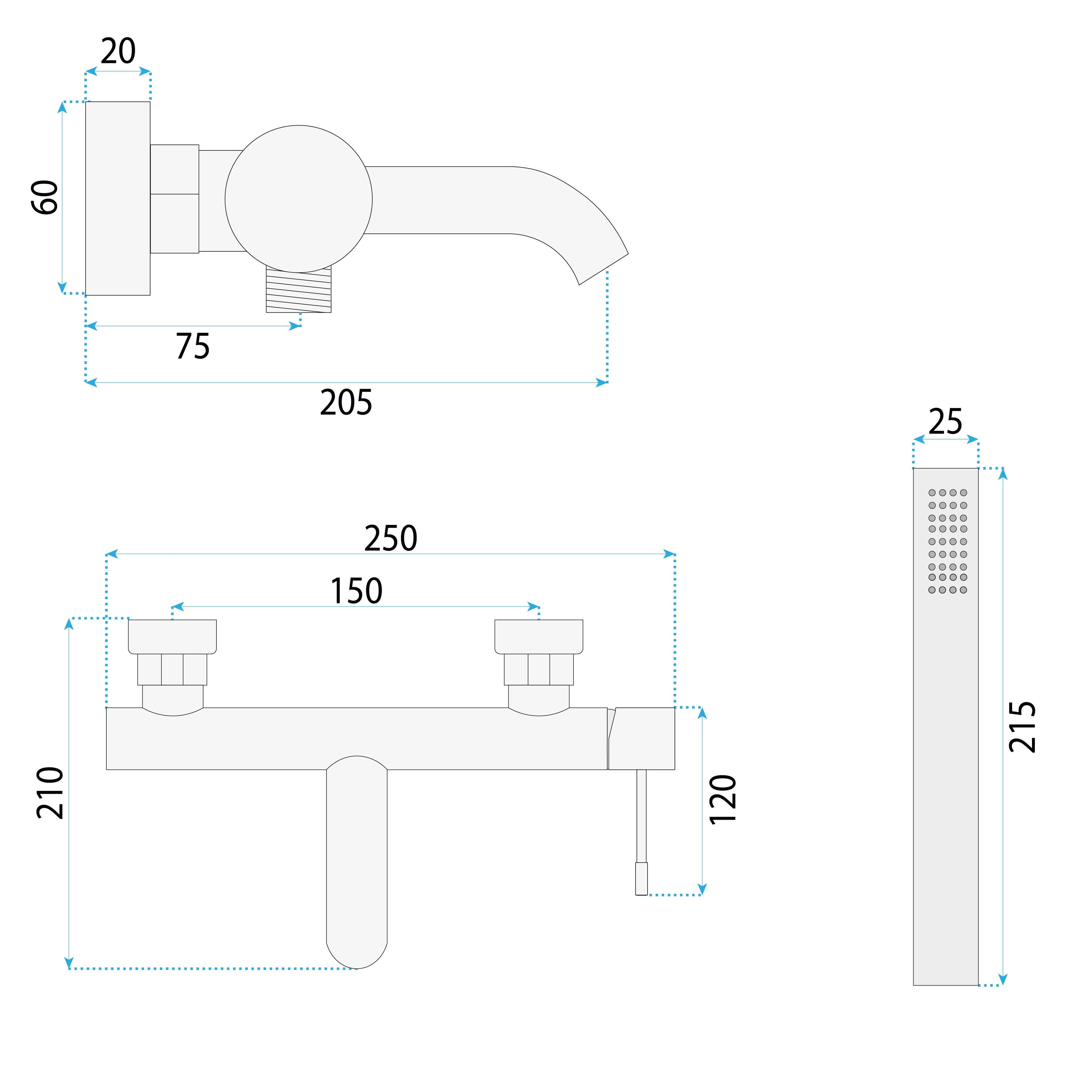 Bathroom faucet Rea Lungo Diamond Brush Gold