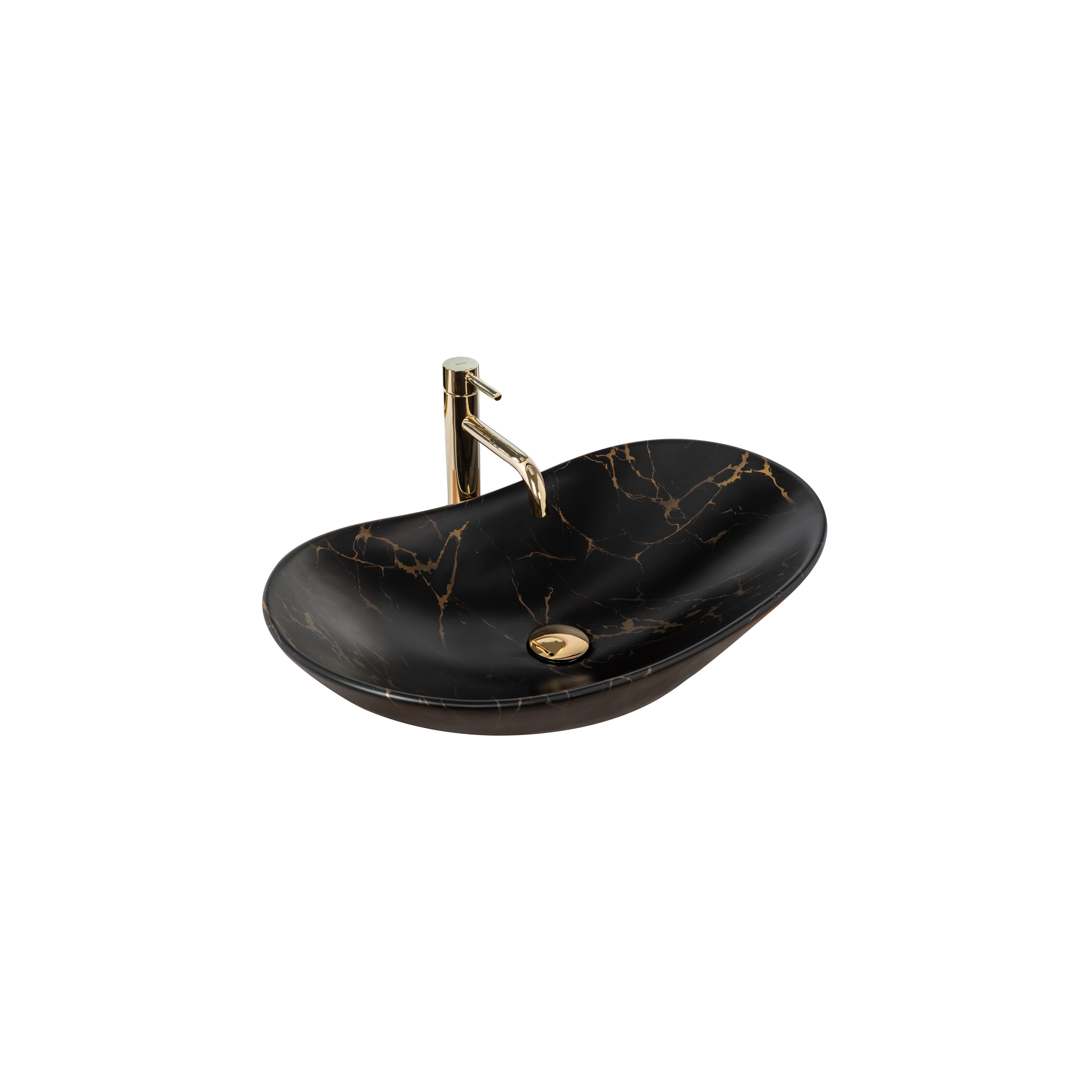 Νιπτήρας Rea Royal Black Marble Matt 60.5 x 36 x 16 cm