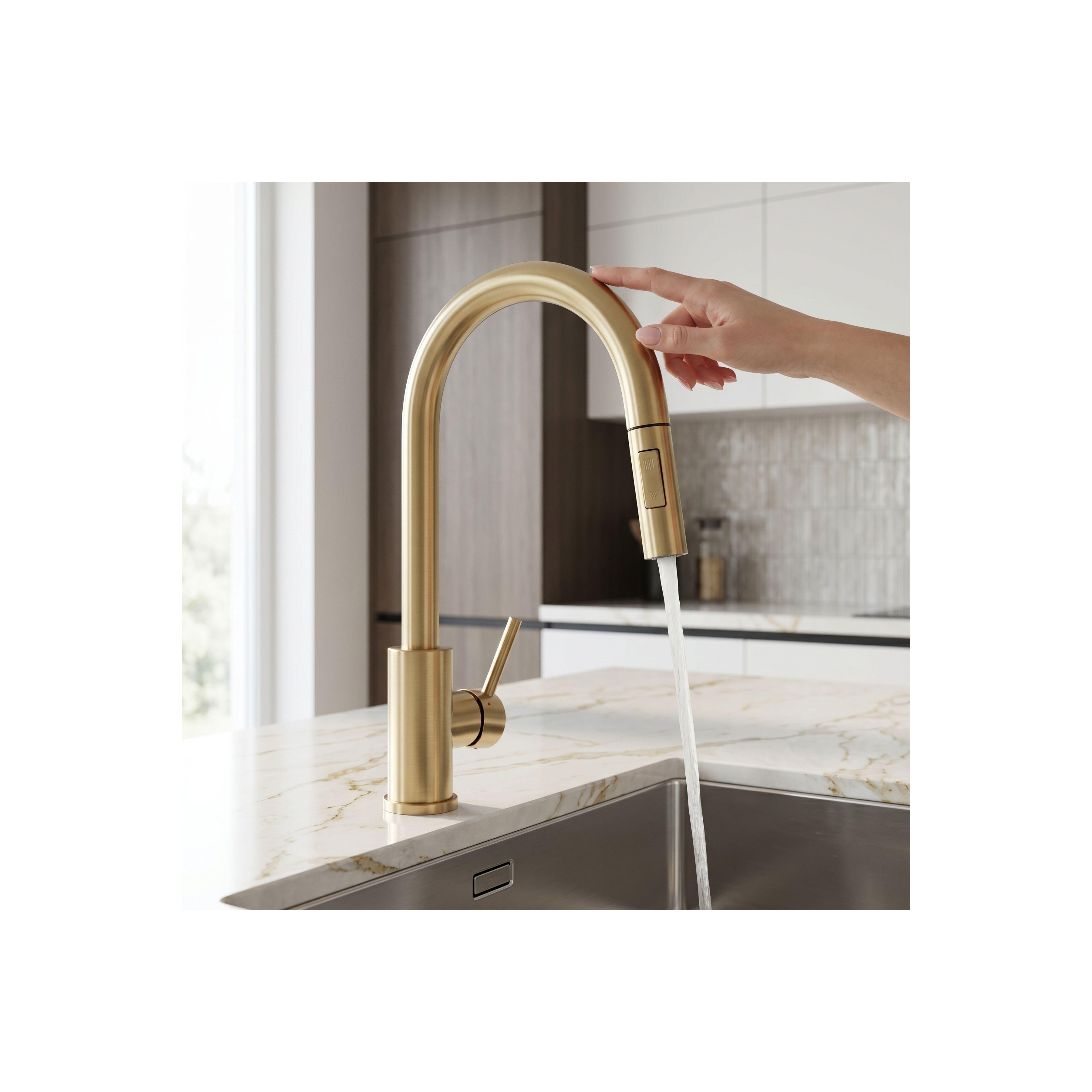 Maišytuvas virtuvės Rea Fresh  Touch Brush Gold