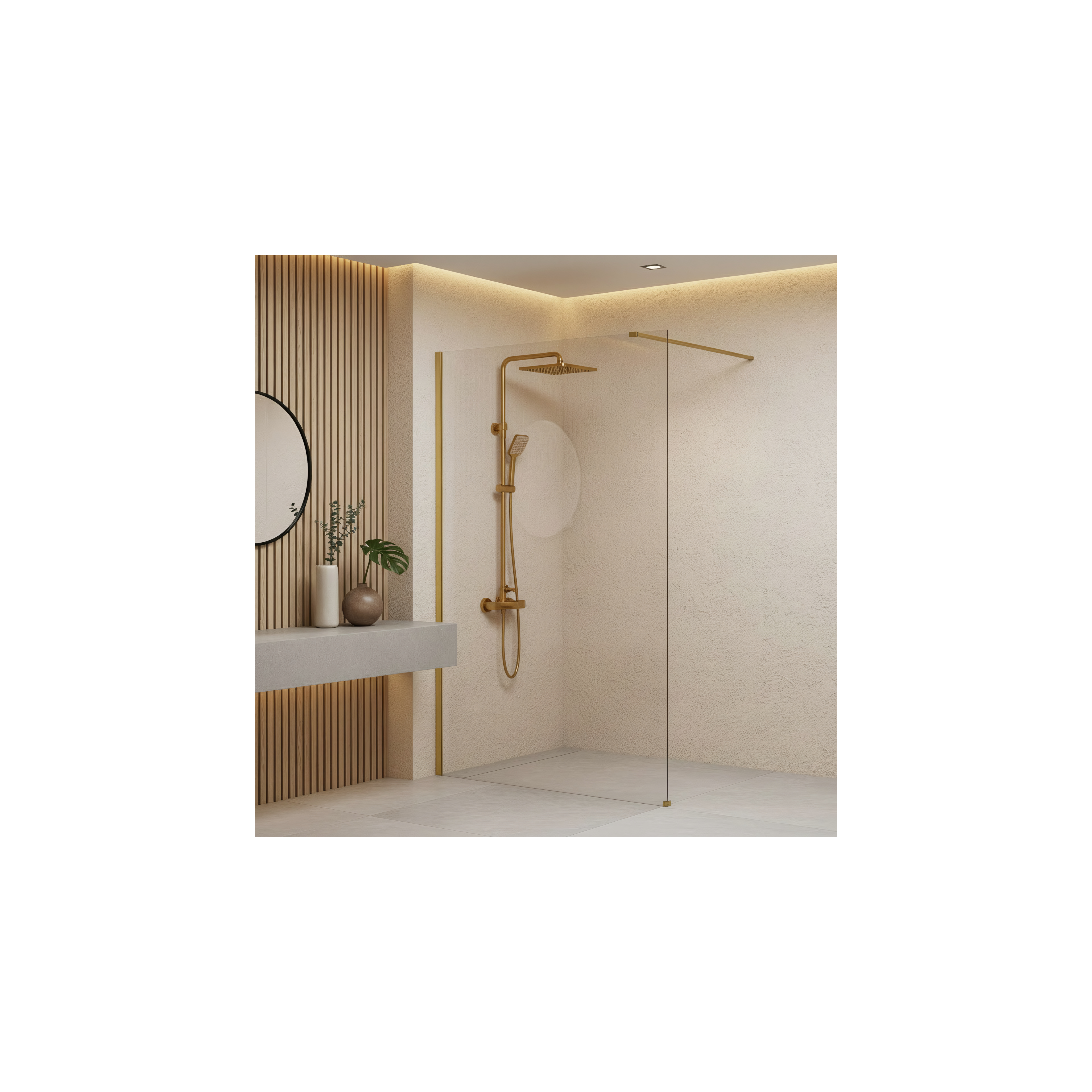 Zuhanyfal Rea Flexi Transparent / Brush Gold 130