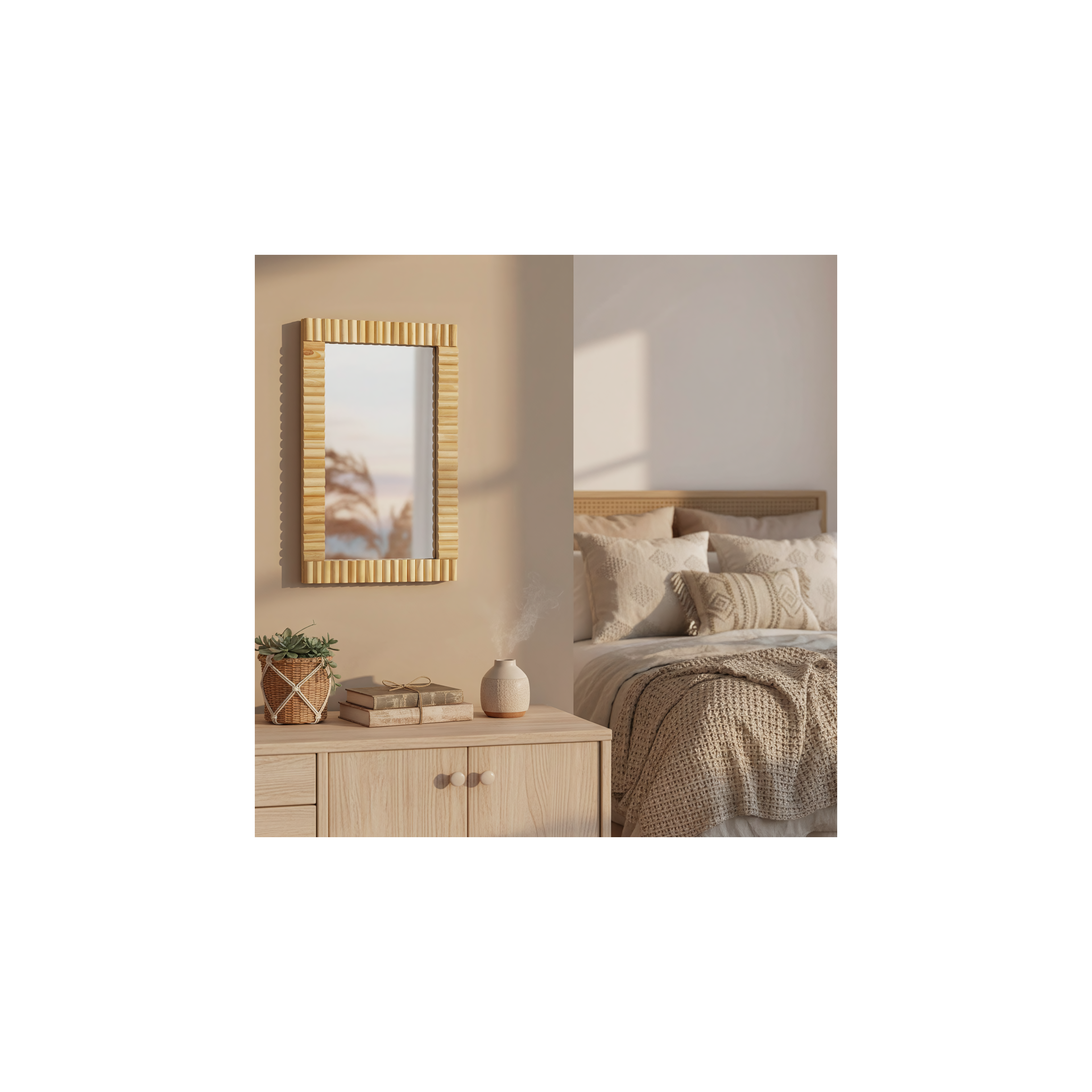 Nástenné zrkadlo Boho 55CM KLNA-MR01