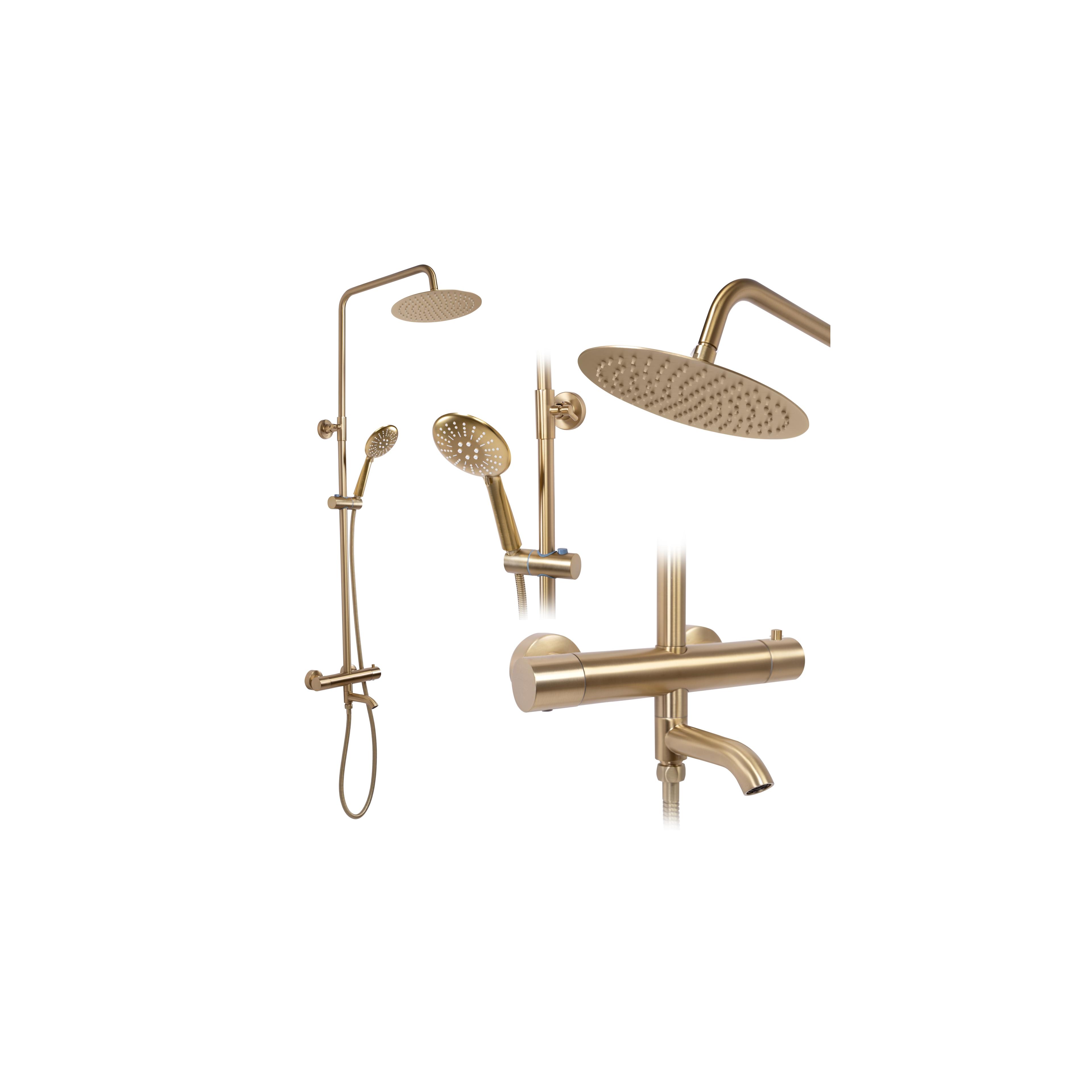 Kit de douche avec thermostat REA Lungo Gold Brush