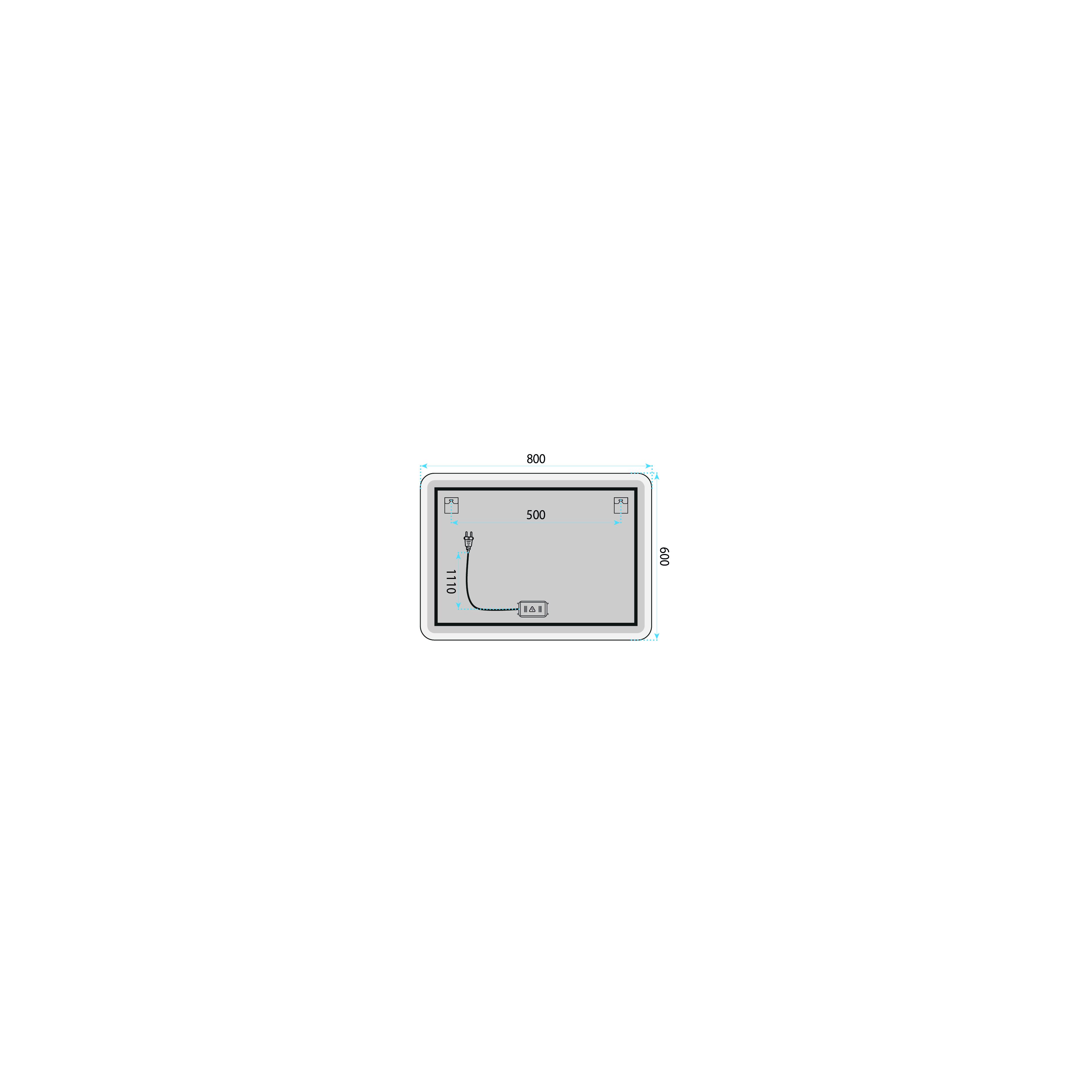 Mirror LED 80x60cm TOP-3