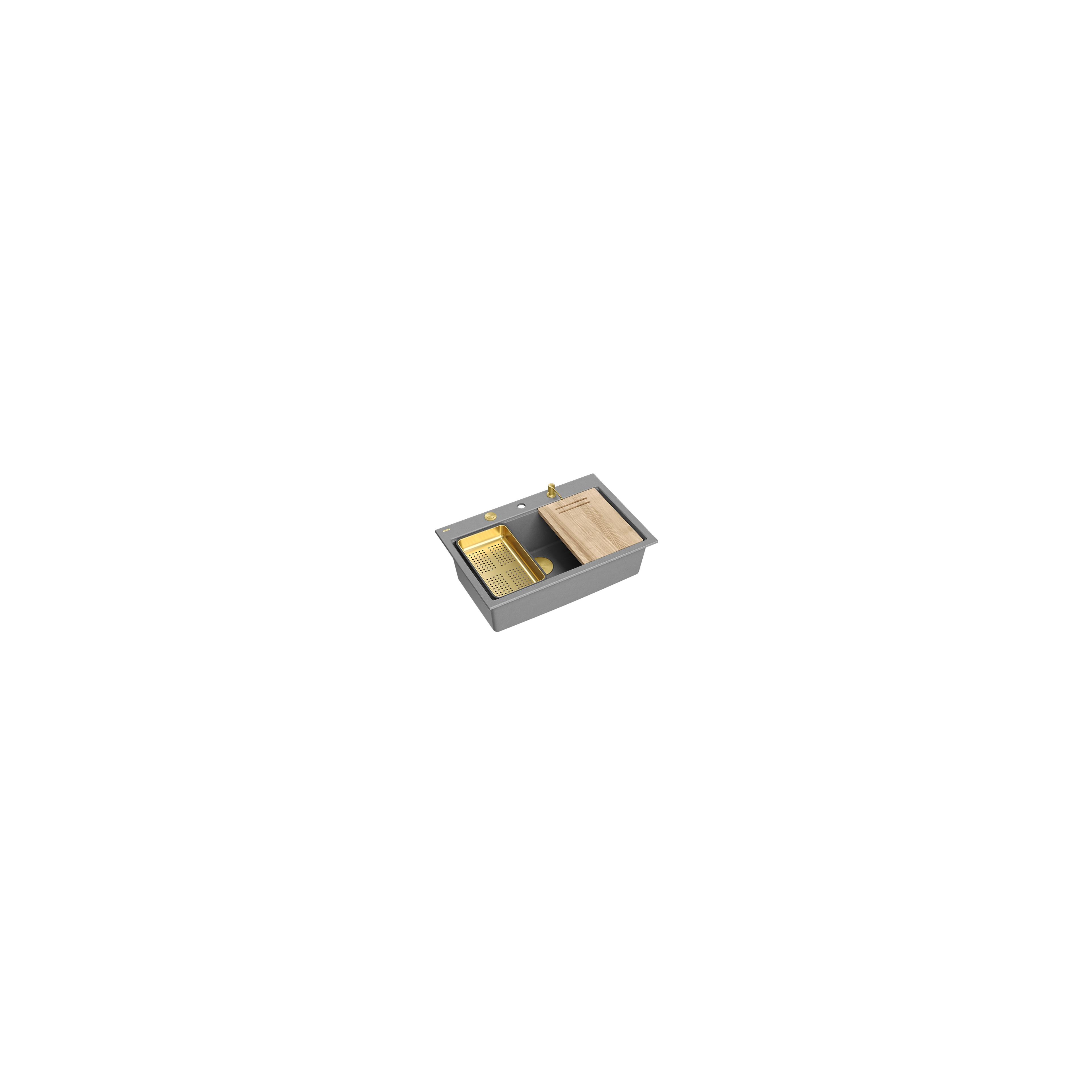 гранитна мивка MARC 110 WORKSTATION Grey Metallic