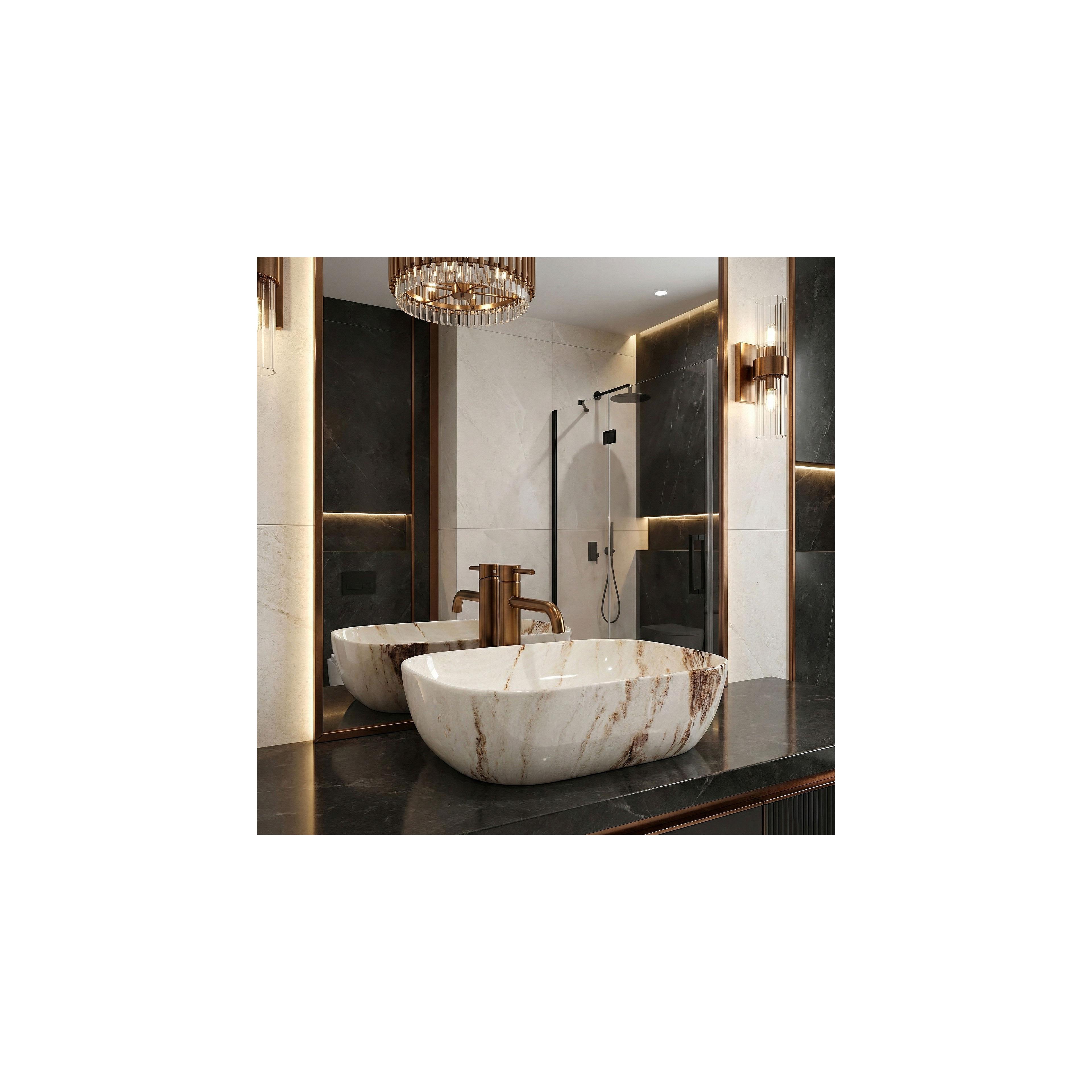 Countertop washbasin Rea Belinda Marrone Shiny