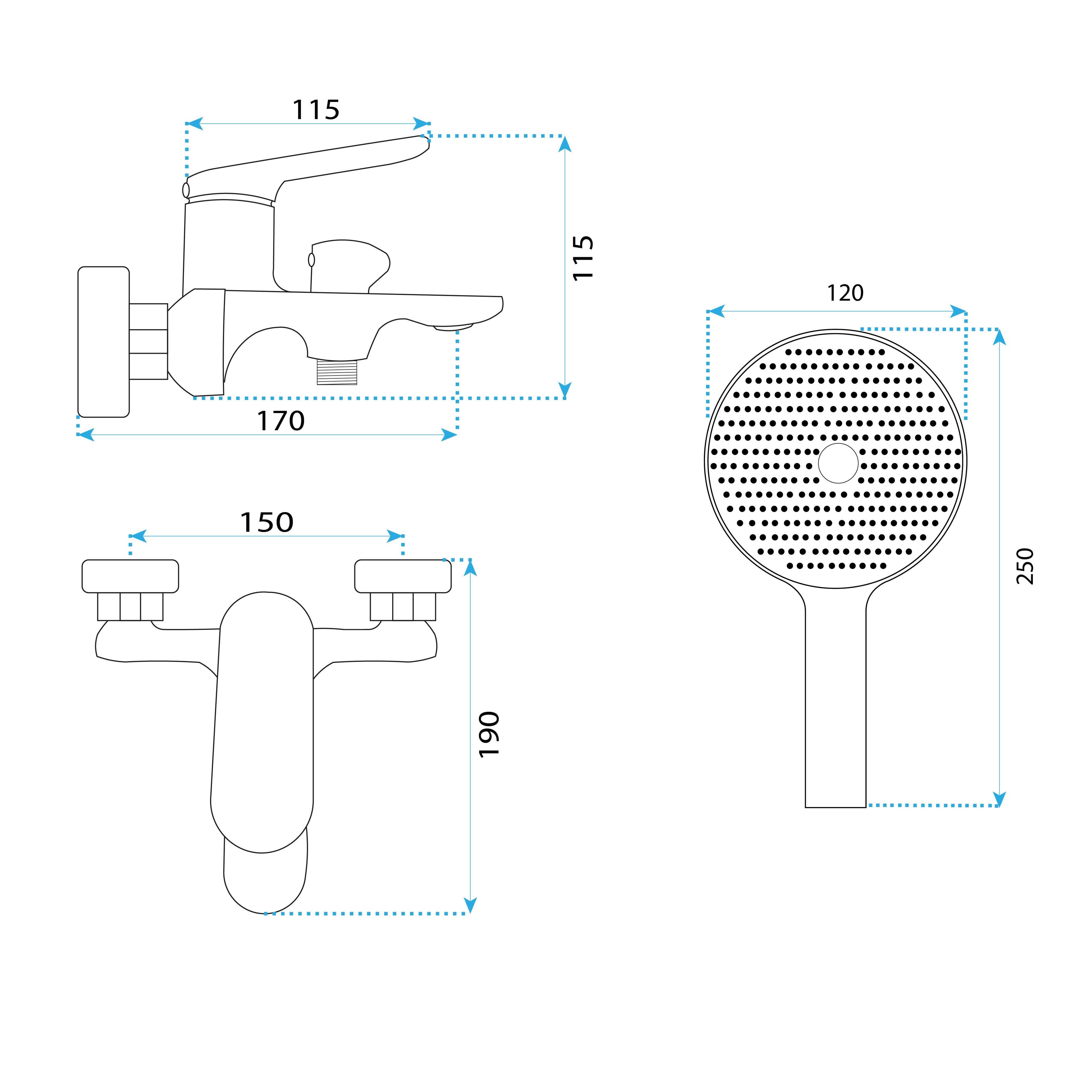 Robinet de baignoire REA Marco Gun Grey