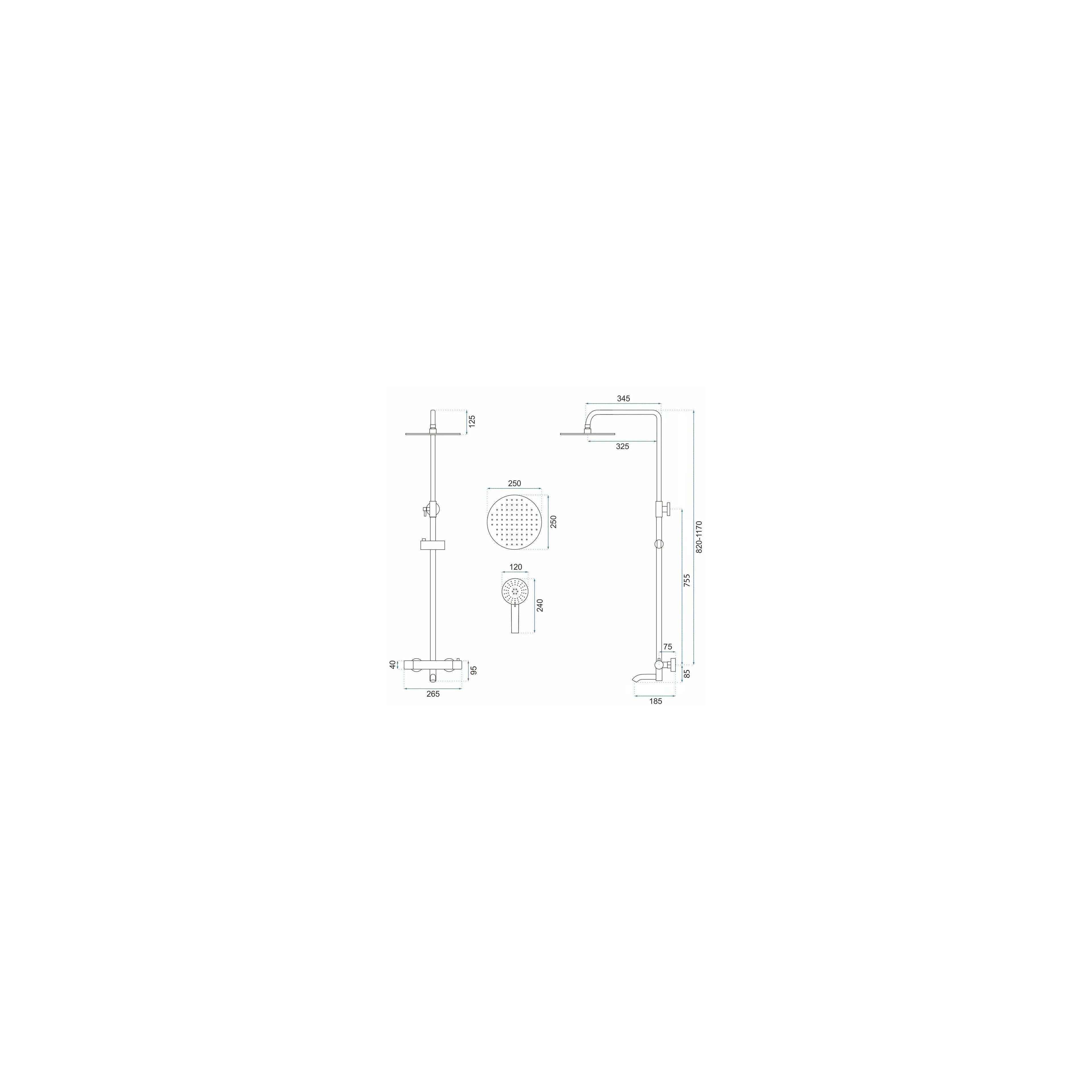 Thermostatic shower system Rea Lungo Titan