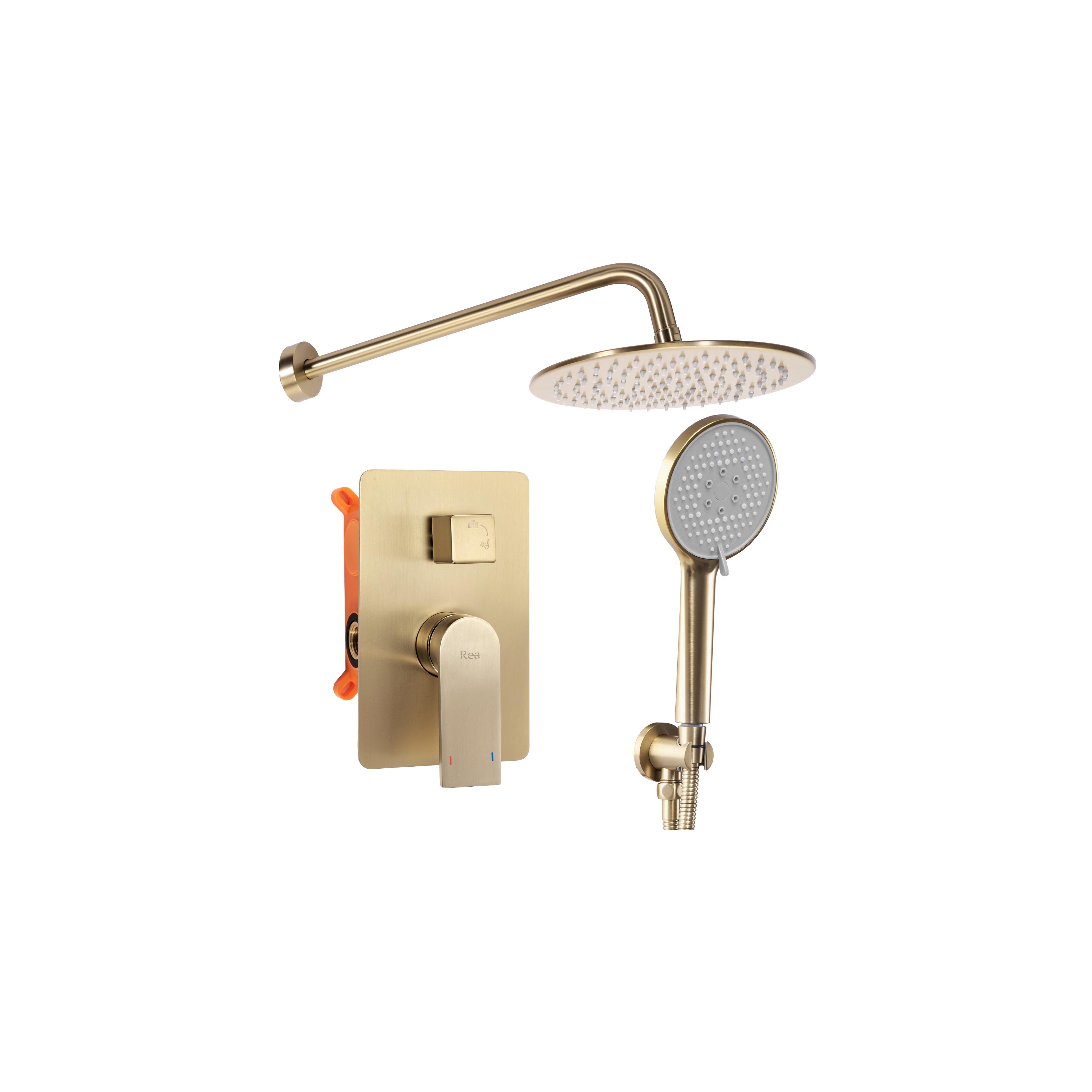 Unterputz Duschgarnitur Rea Verso  BRUSH GOLD BOX