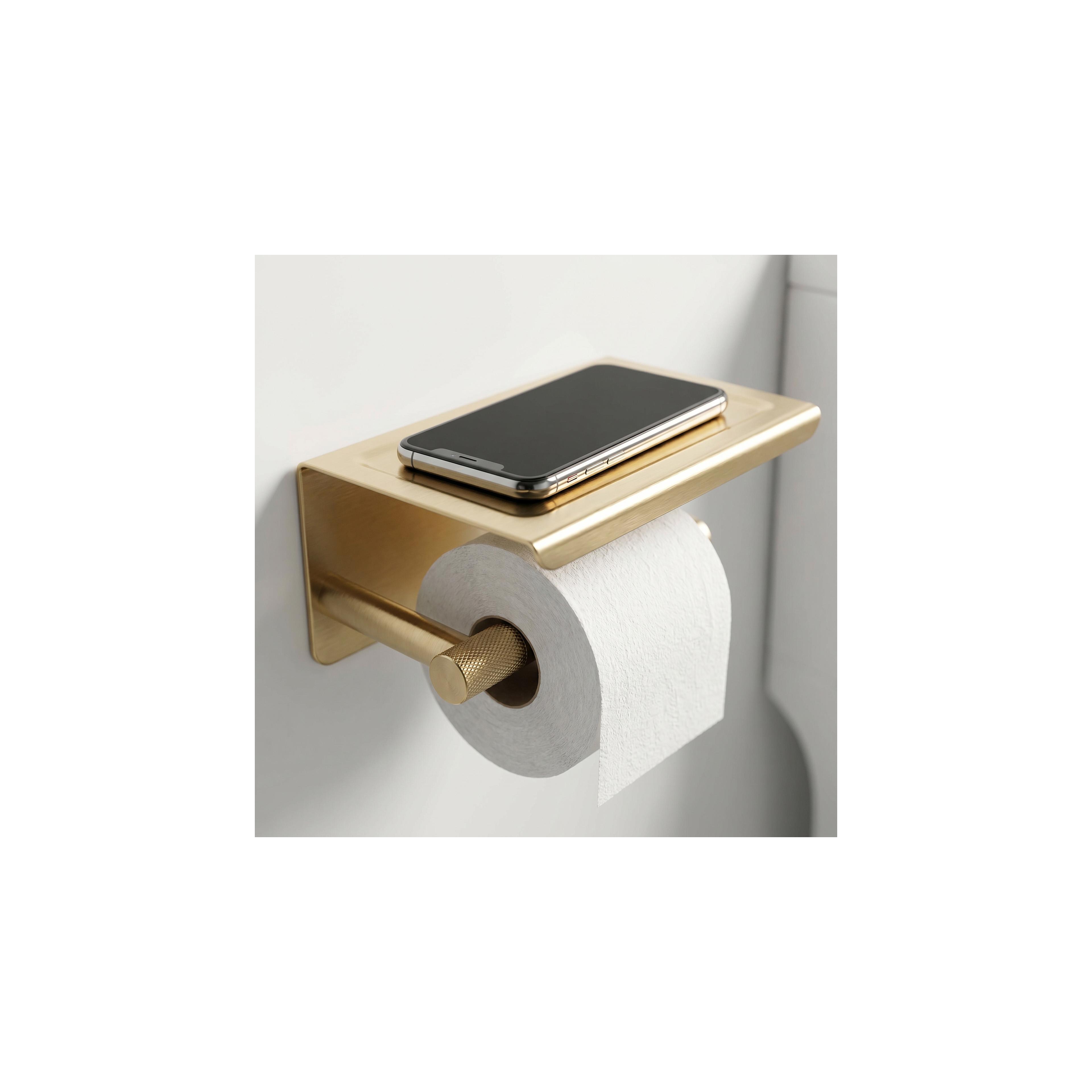 Toilet paper holder with shelf 6613 Modern Gold Brush