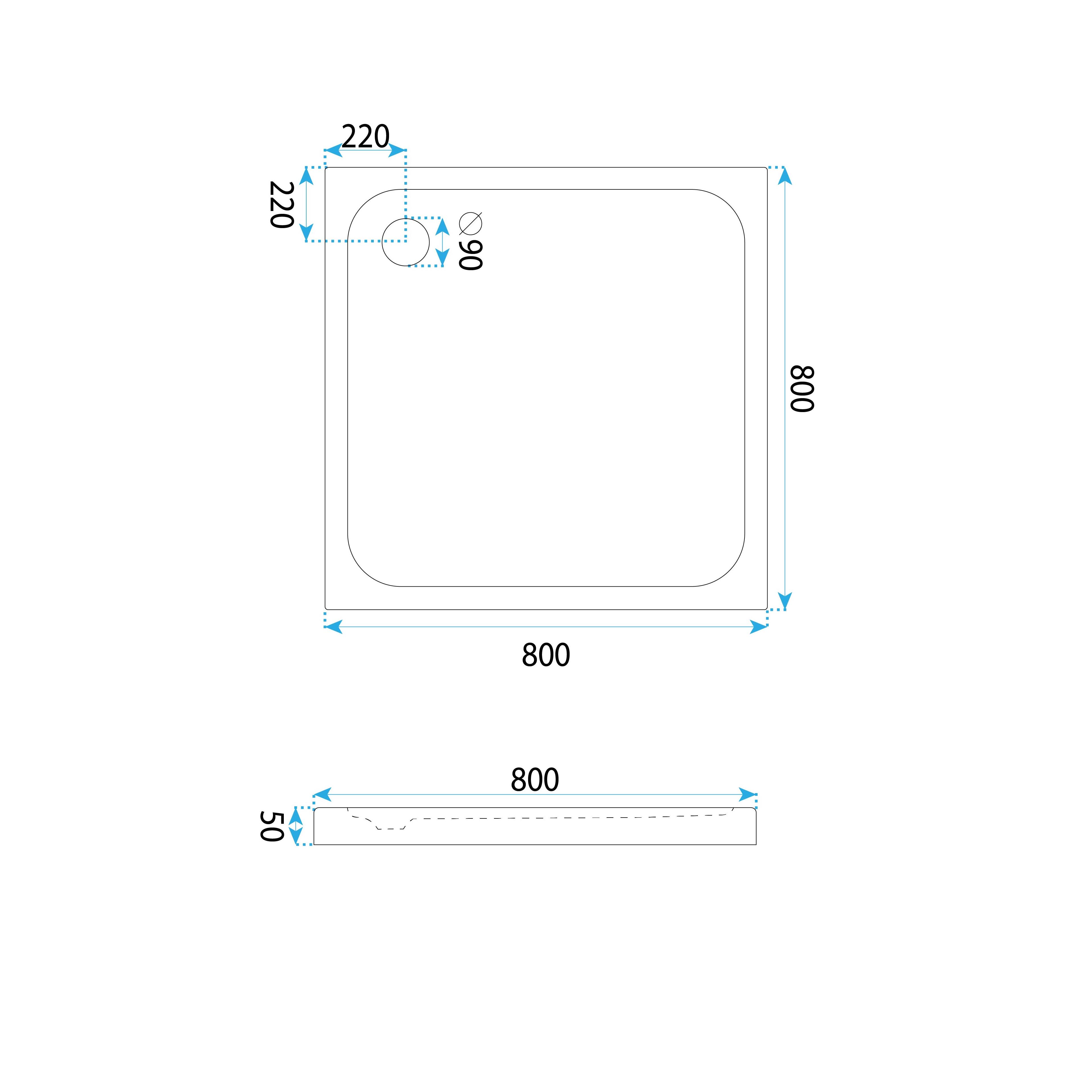 shower tray Rea Belmond White 80x80 Chrome