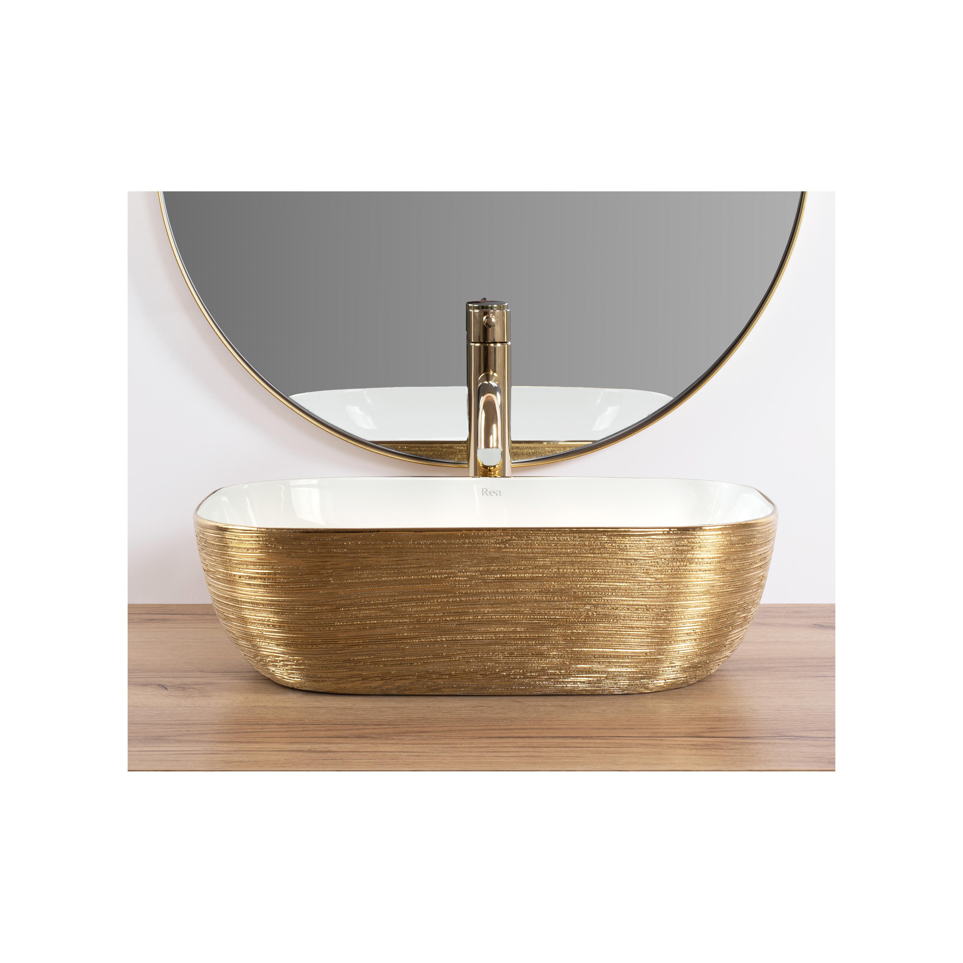 Umywalka nablatowa Rea Belinda White GOLD BRUSH