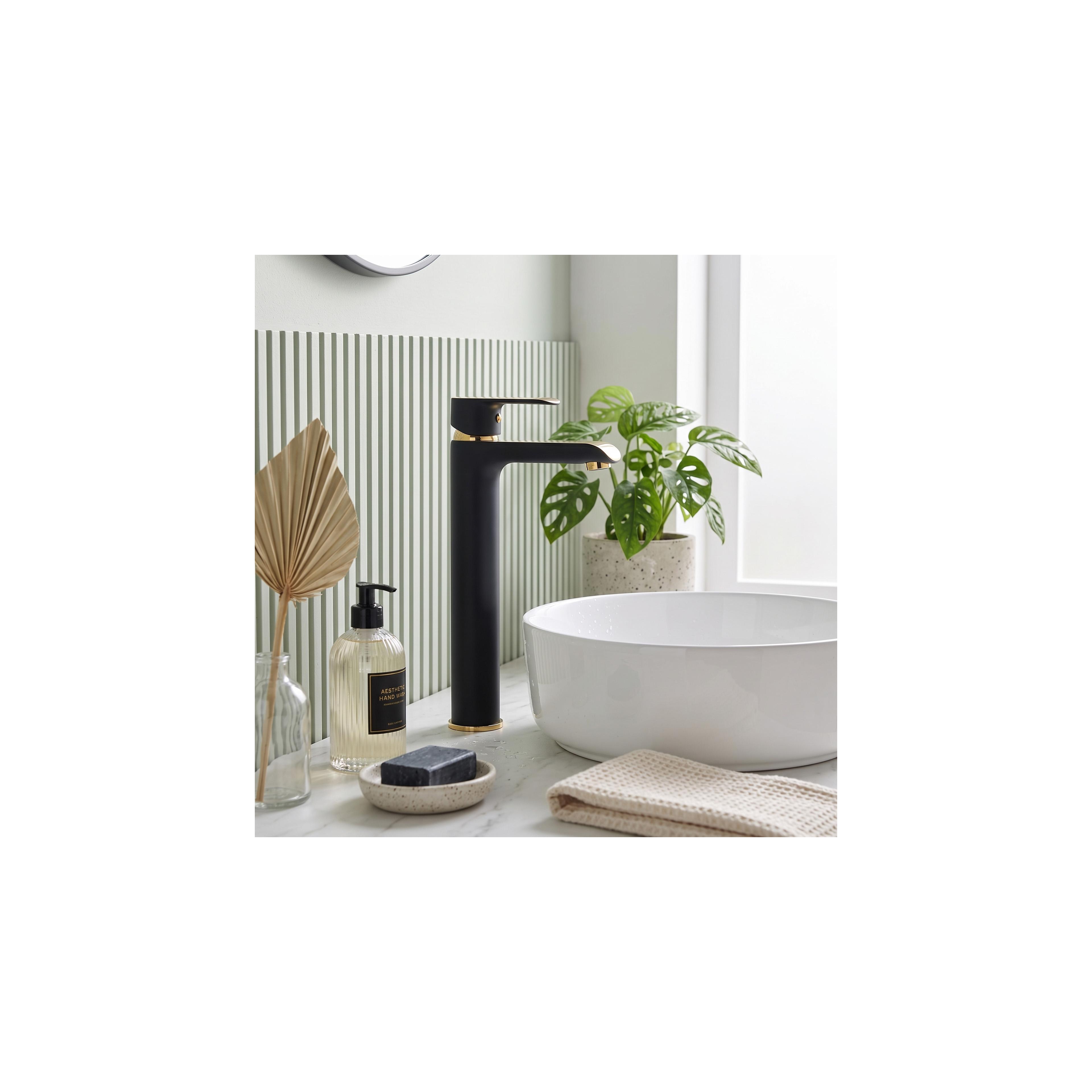 Bathroom faucet REA Bloom Black Gold high