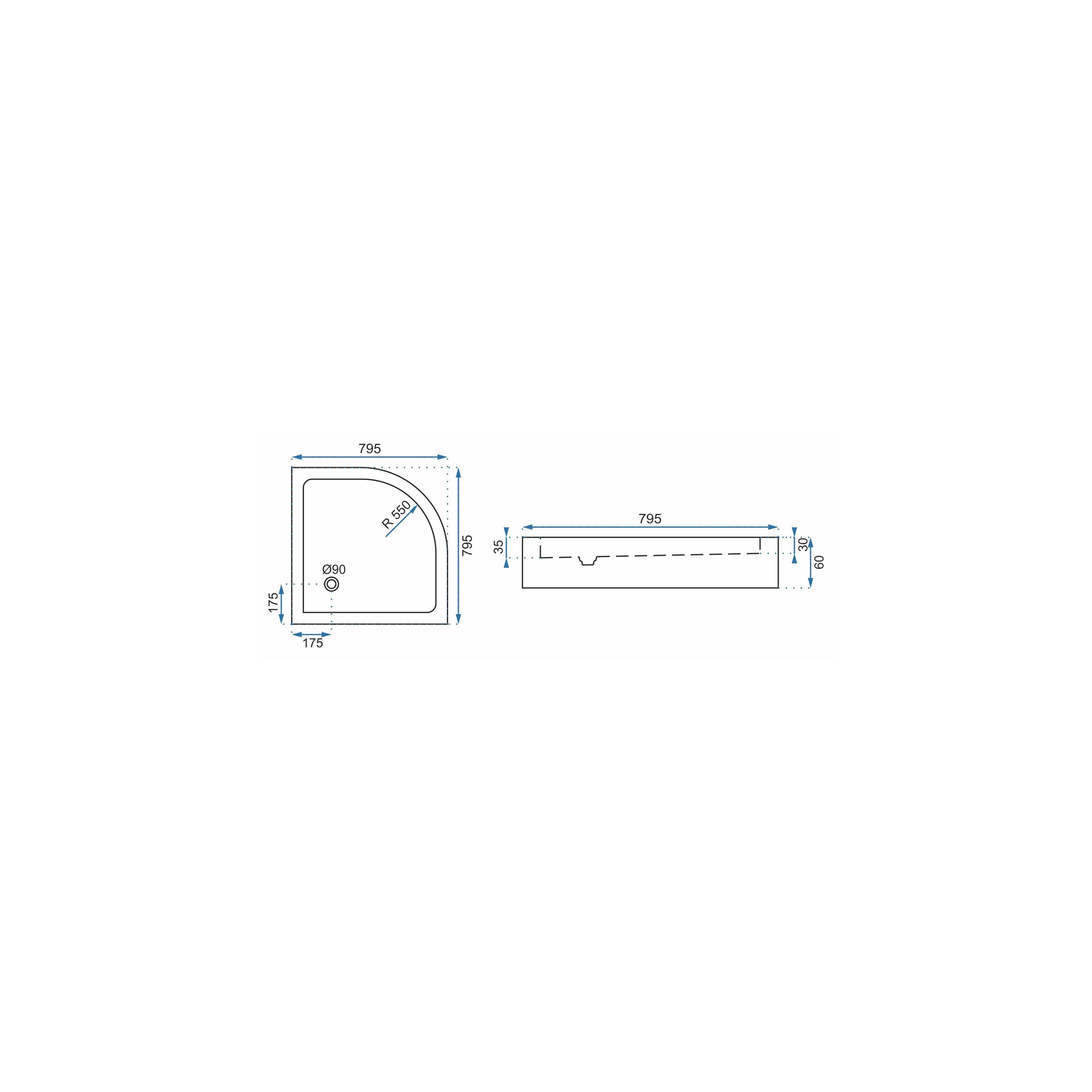 Shower tray Rea Look White 80x80
