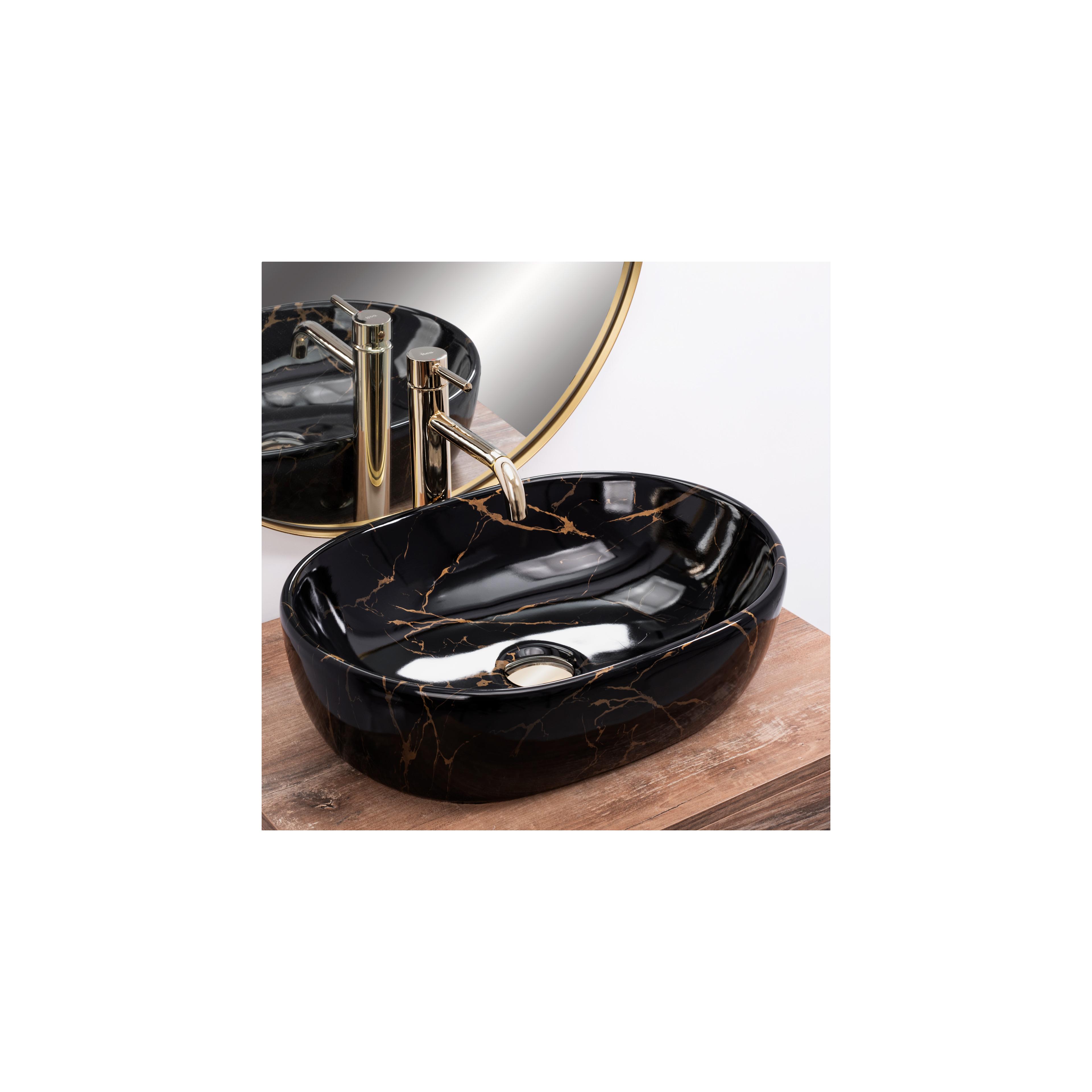 Vasque à poser Rea Amelia Black Marble shiny